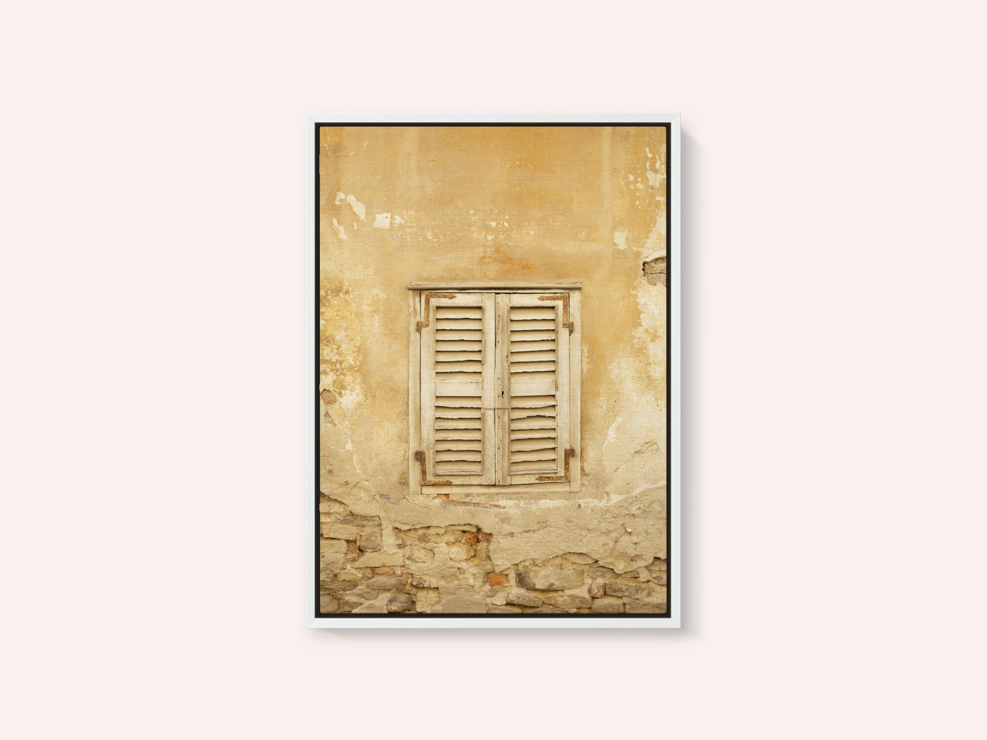 Old yellow shutters in Italy - mediterranean street and travel photography
