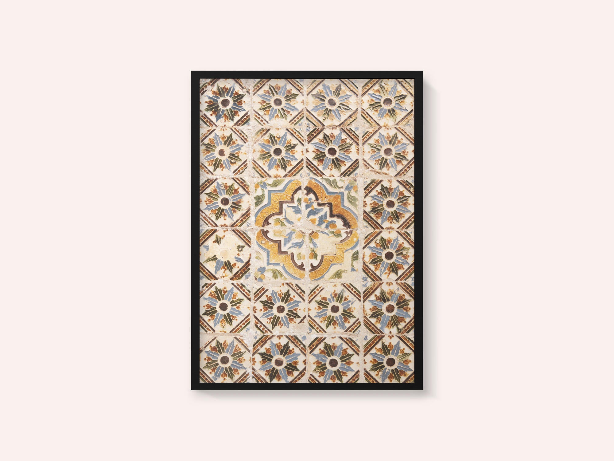 Traditional tile pattern in Lisbon, Portugal - summer street and travel photography