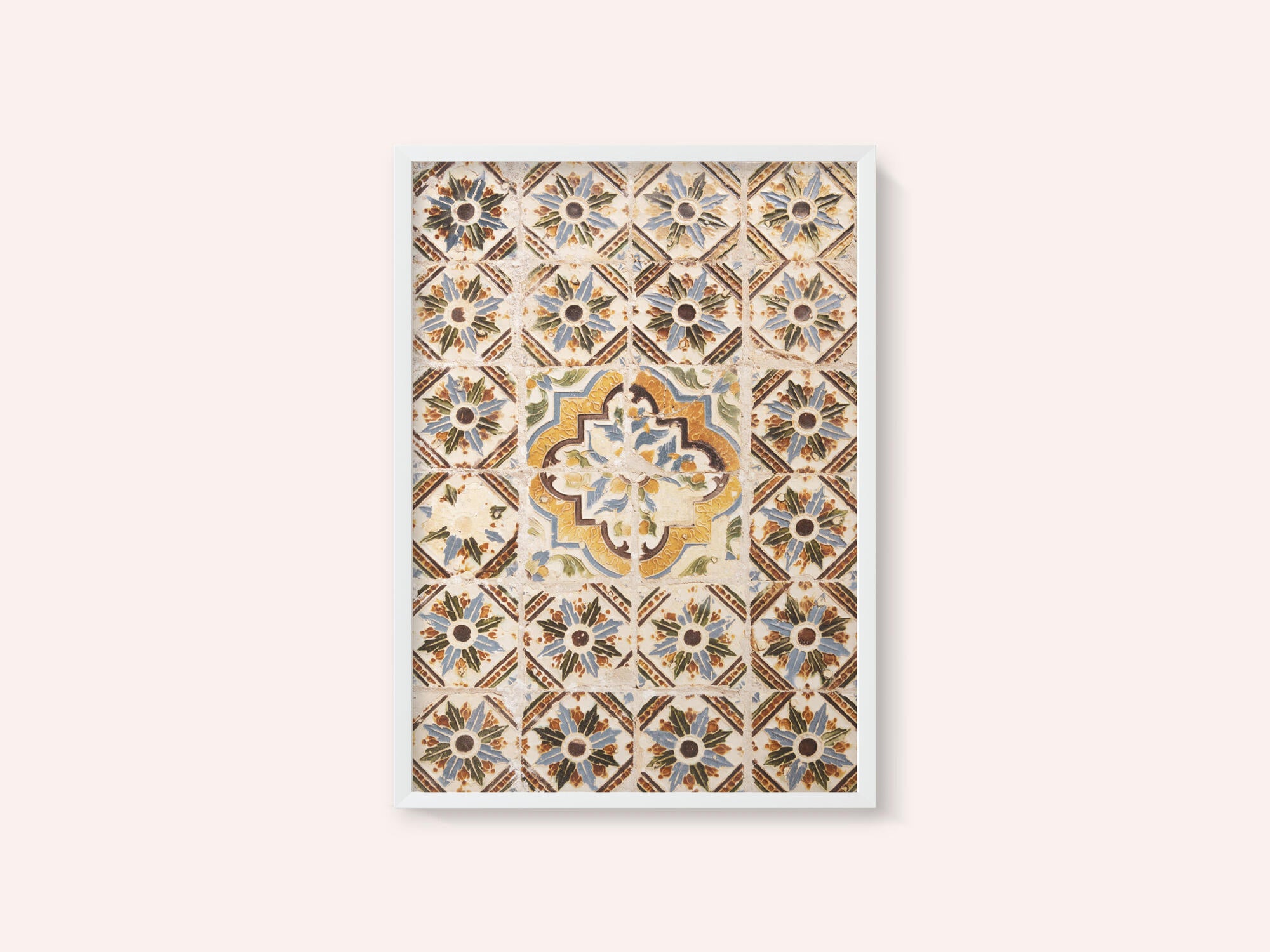 Traditional tile pattern in Lisbon, Portugal - summer street and travel photography