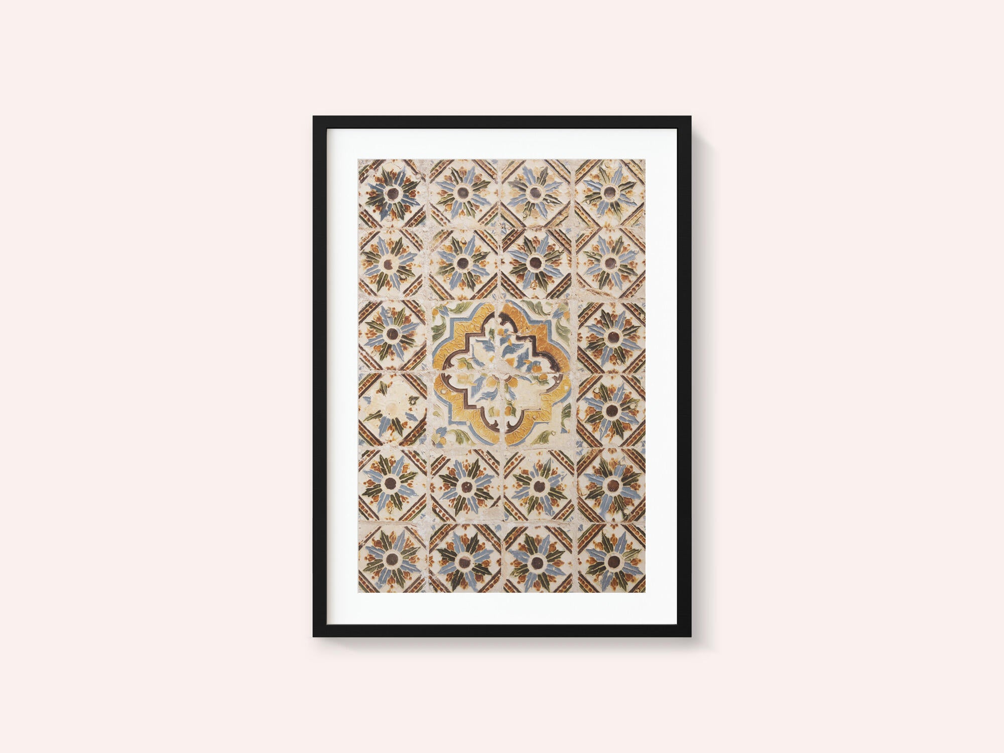 Traditional tile pattern in Lisbon, Portugal - summer street and travel photography