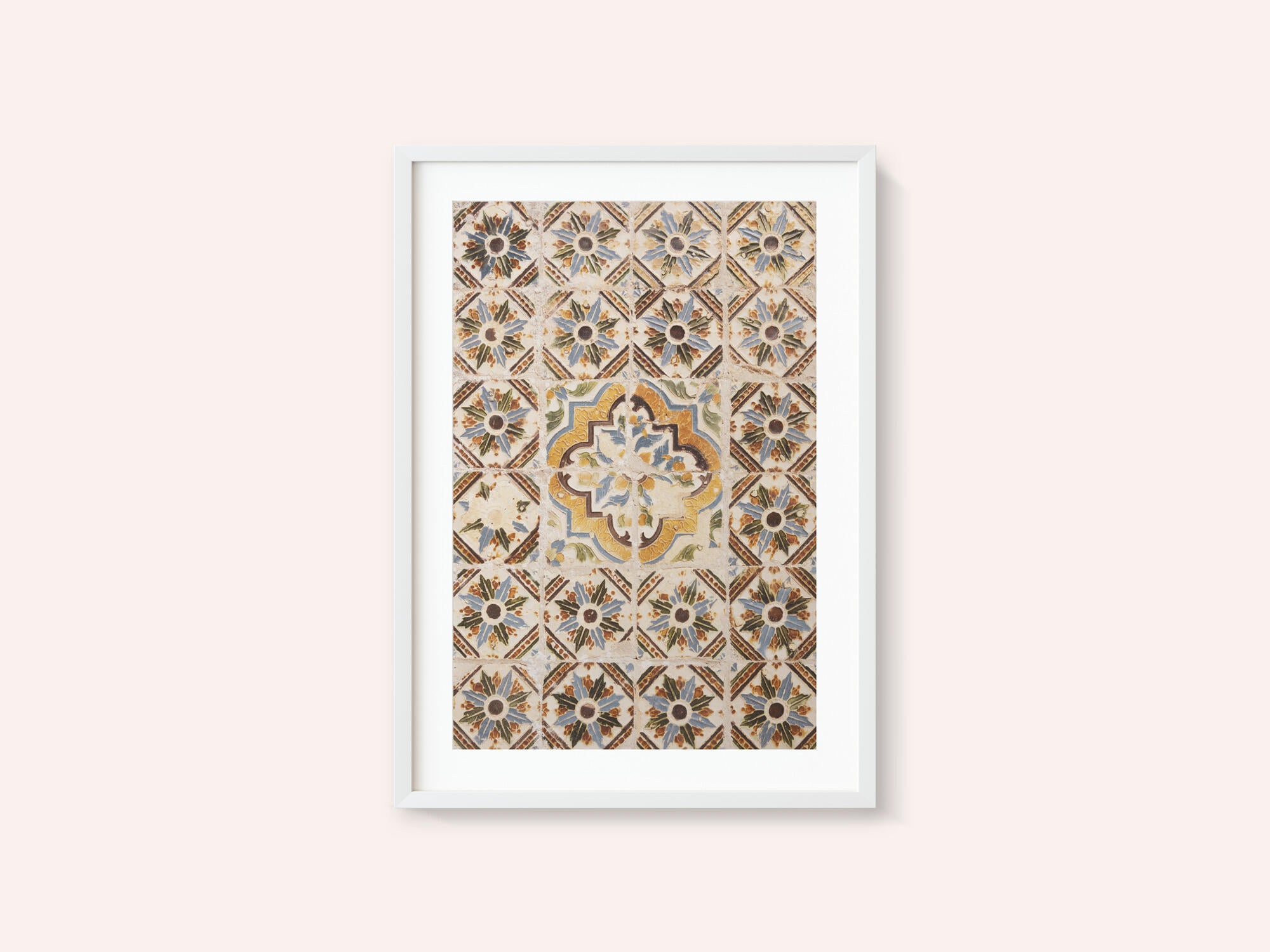 Traditional tile pattern in Lisbon, Portugal - summer street and travel photography