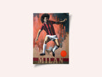 Dynamic Footballer in Red Stripes