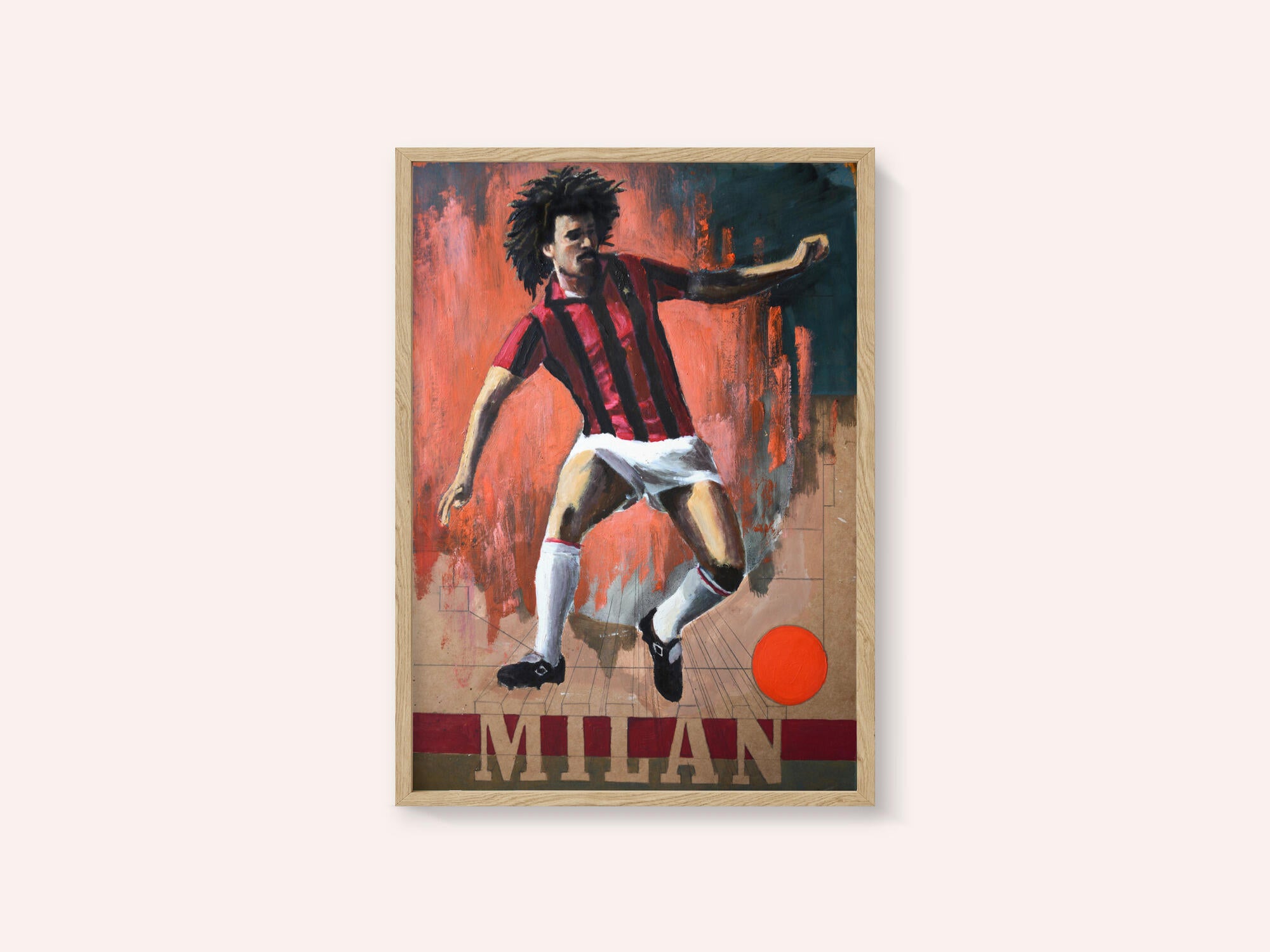 Dynamic Footballer in Red Stripes