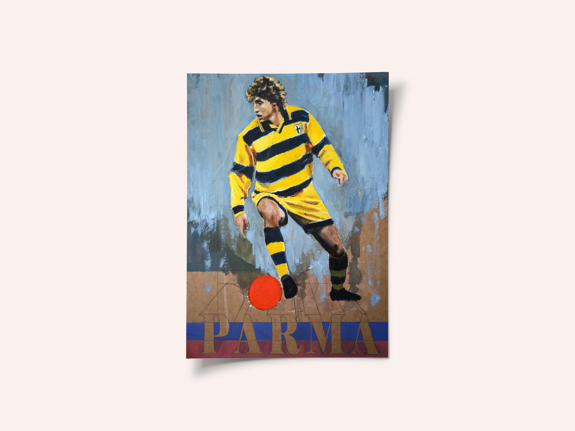 Yellow Striped Soccer Player
