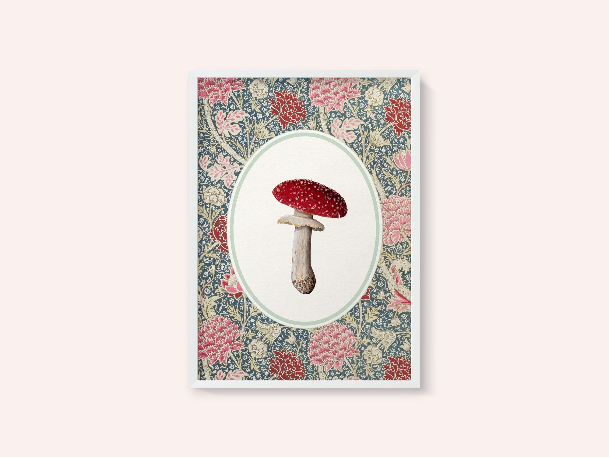 Vintage Mushroom Floral Pattern