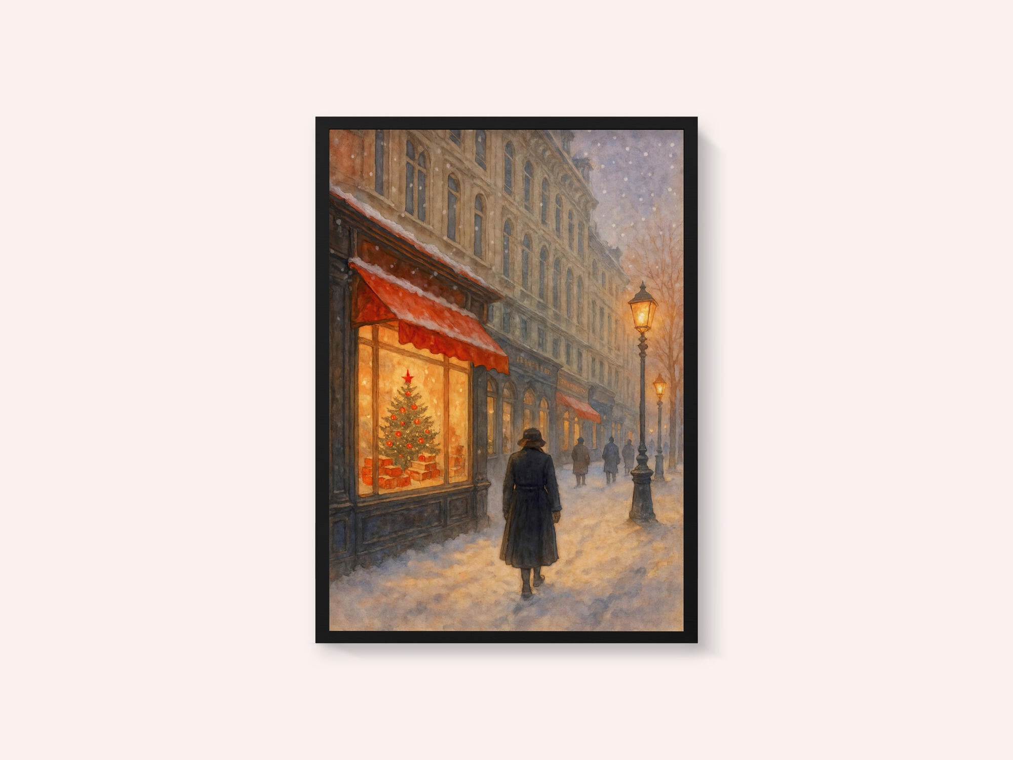 Christmas Eve In the City With Illuminated Shop Windows