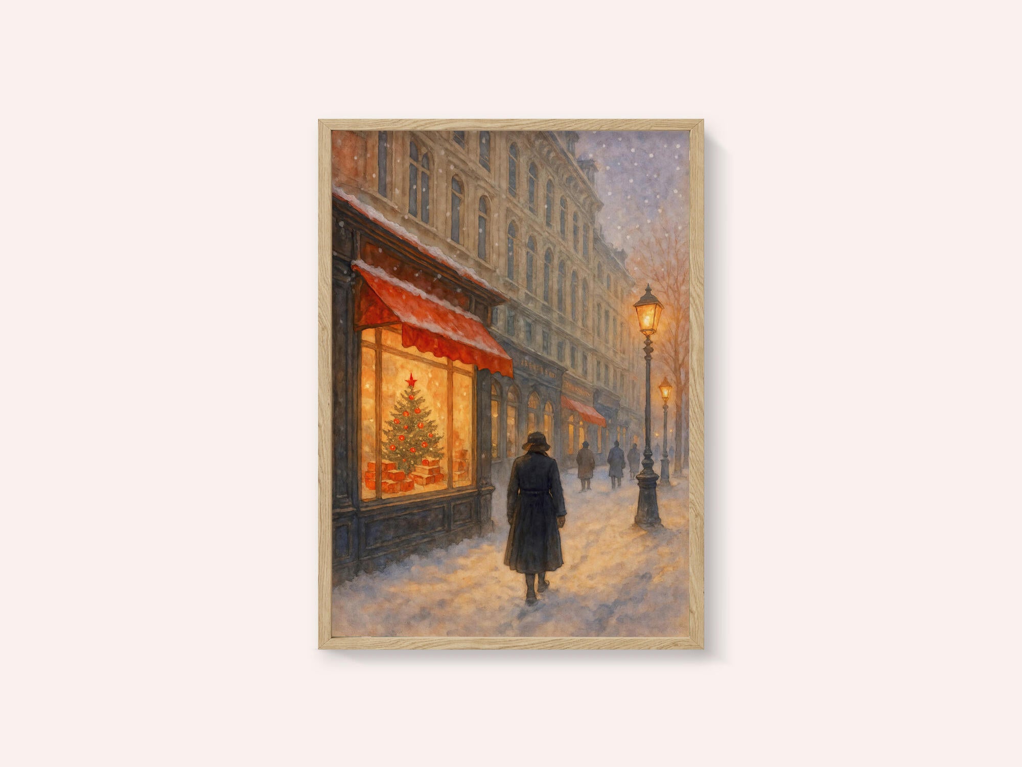 Christmas Eve In the City With Illuminated Shop Windows