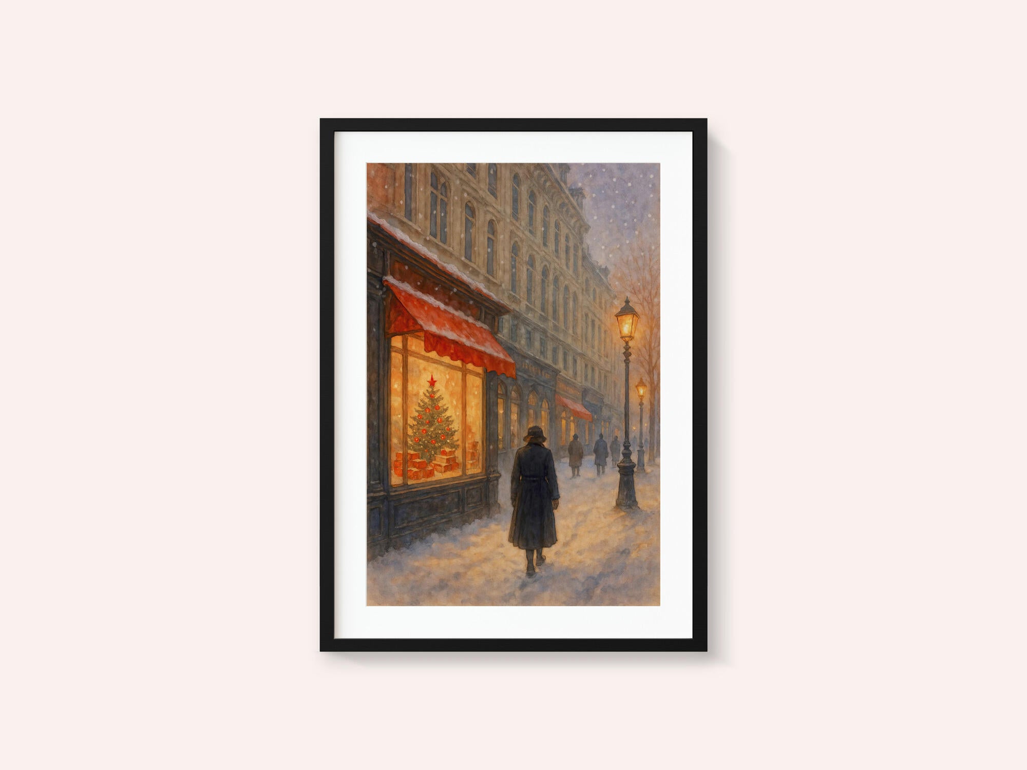 Christmas Eve In the City With Illuminated Shop Windows