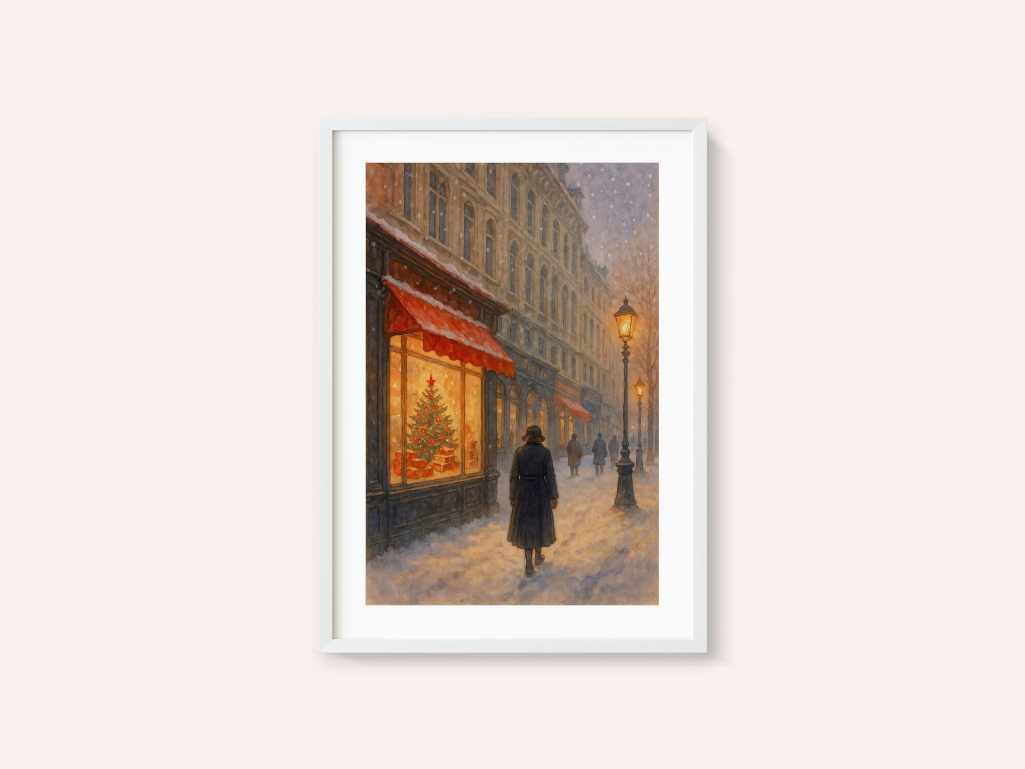 Christmas Eve In the City With Illuminated Shop Windows