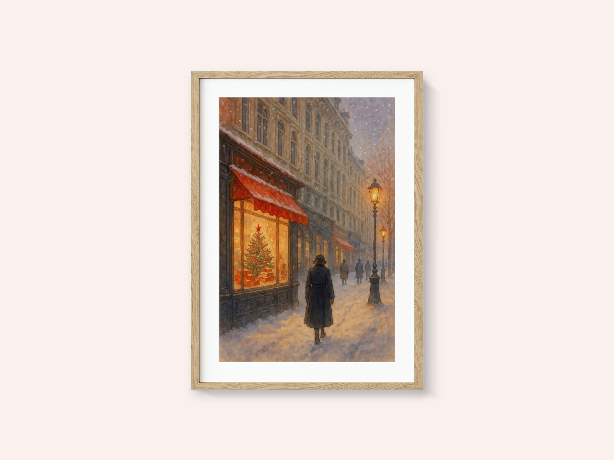 Christmas Eve In the City With Illuminated Shop Windows