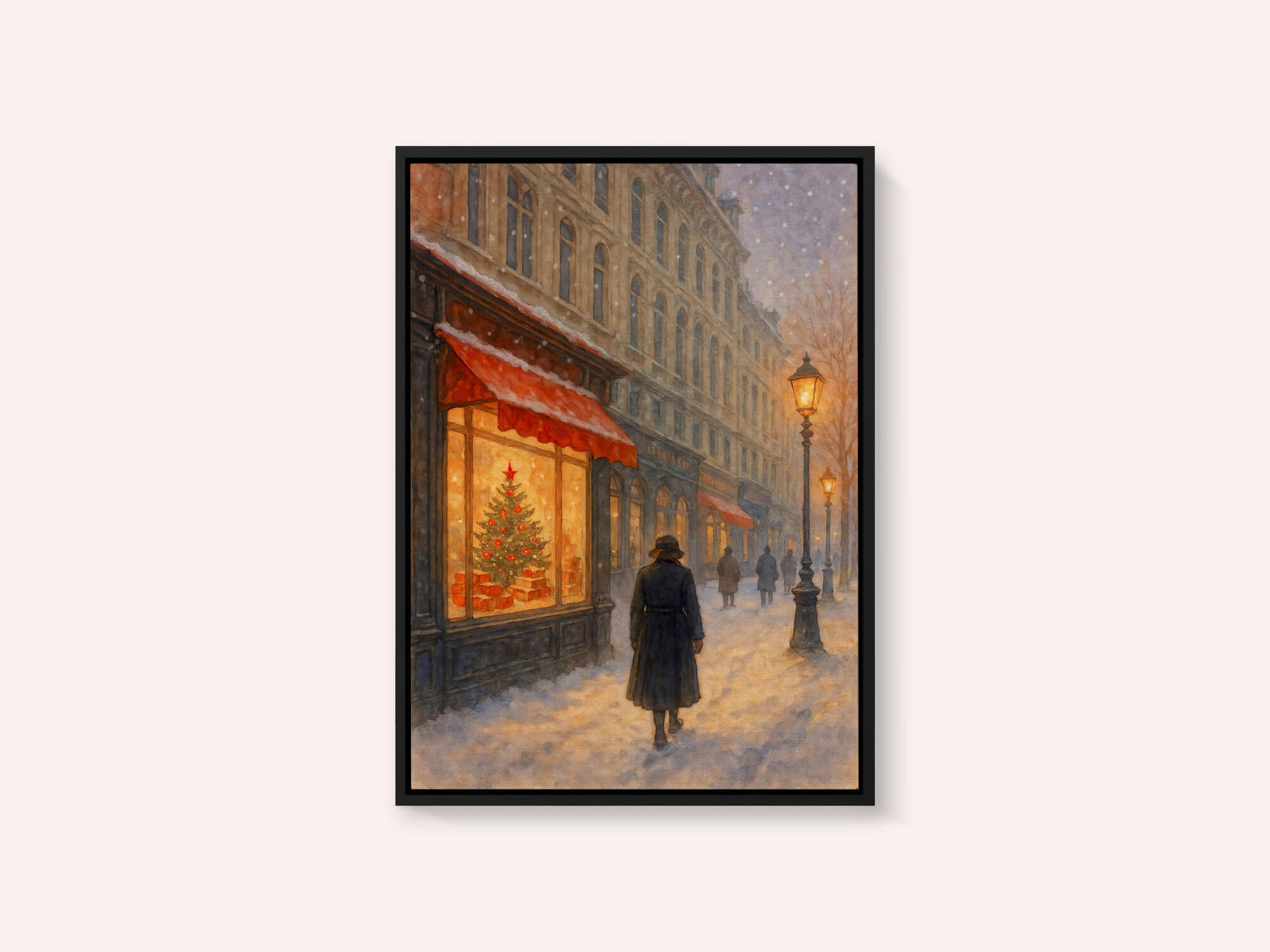 Christmas Eve In the City With Illuminated Shop Windows