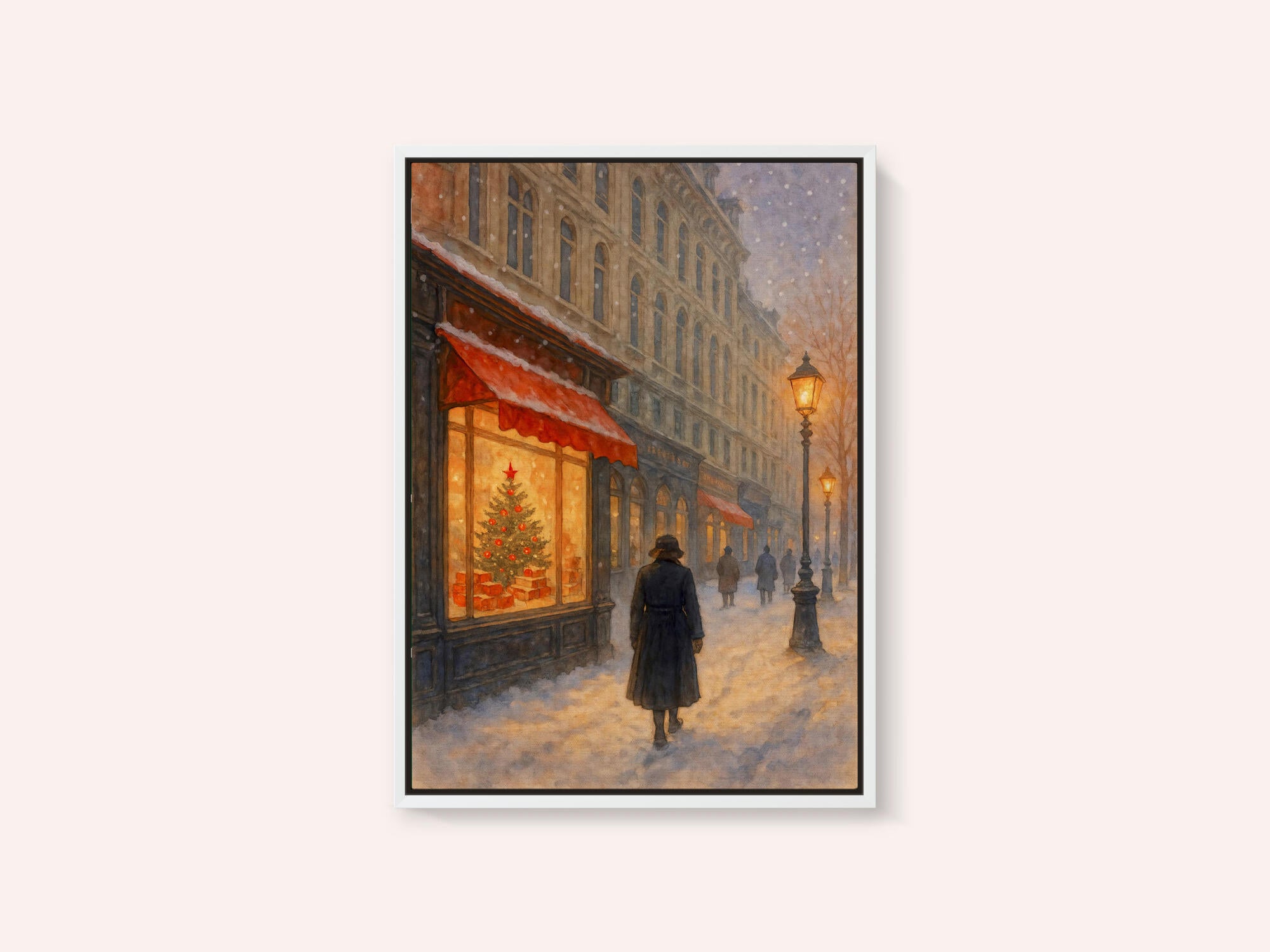 Christmas Eve In the City With Illuminated Shop Windows