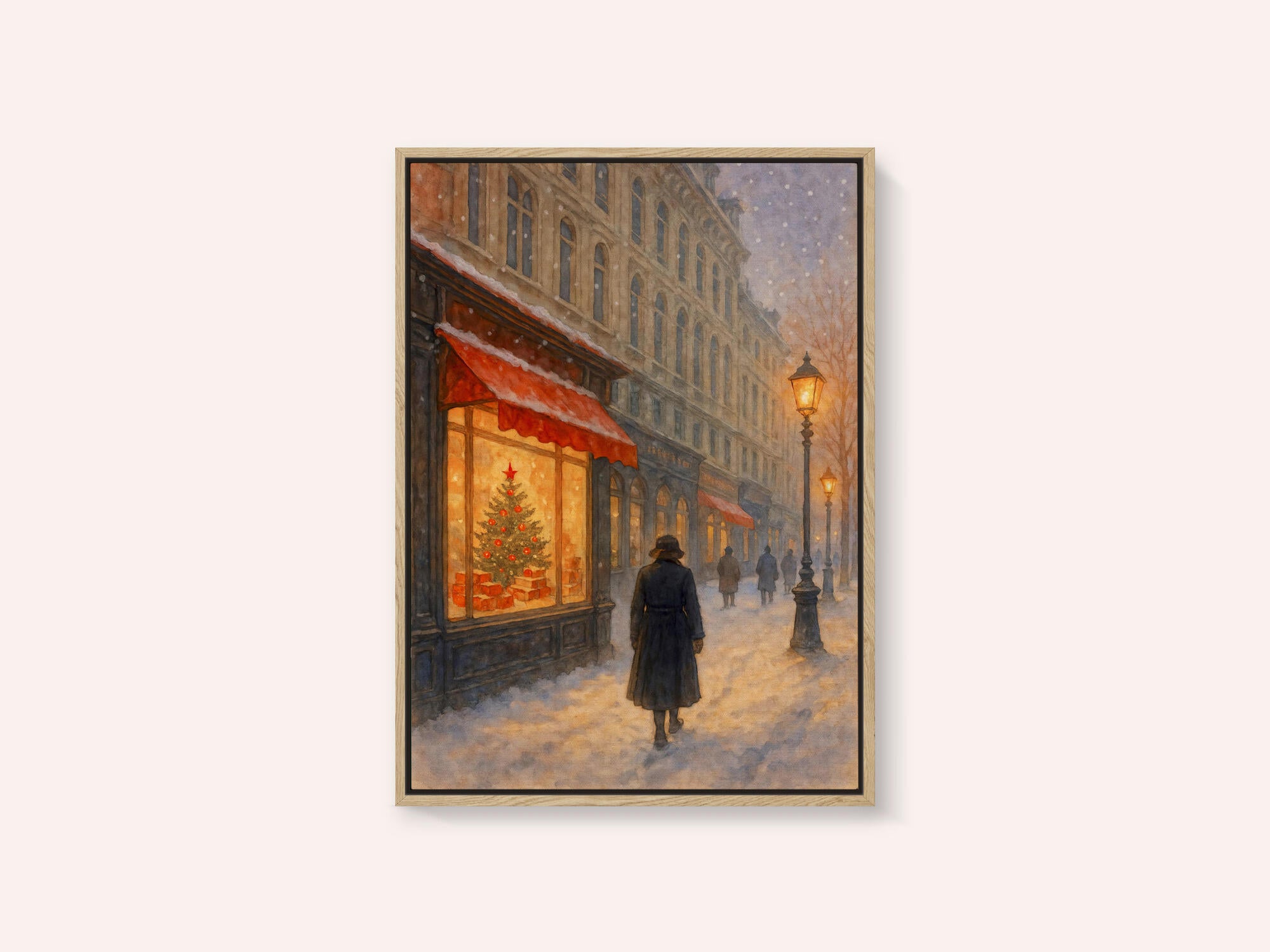 Christmas Eve In the City With Illuminated Shop Windows