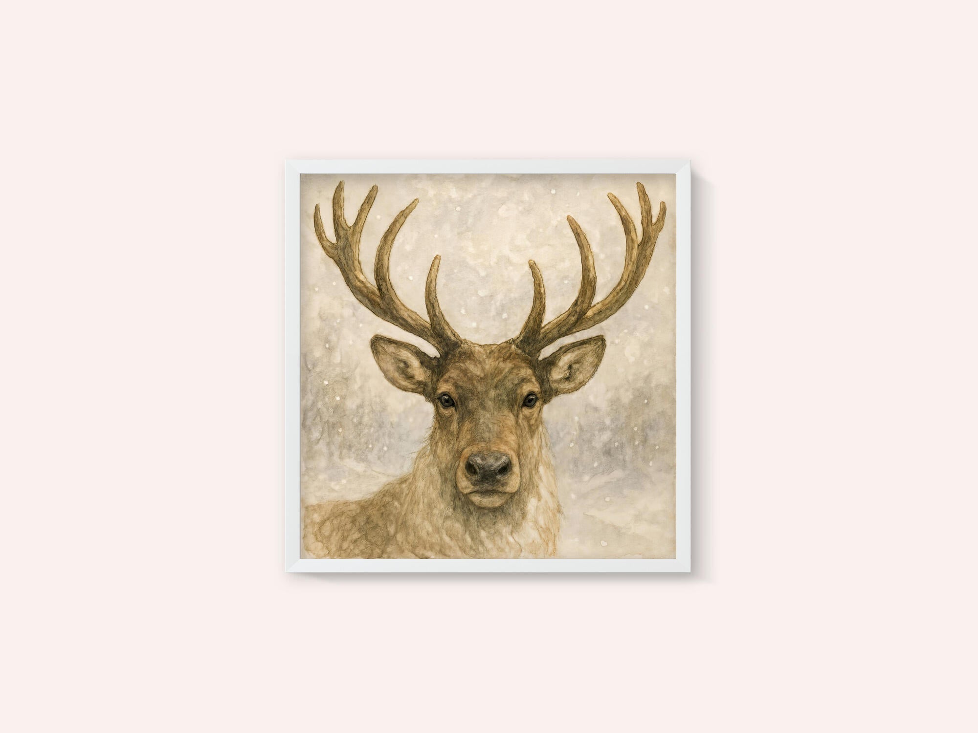 Deer In Snowy Winter Forest