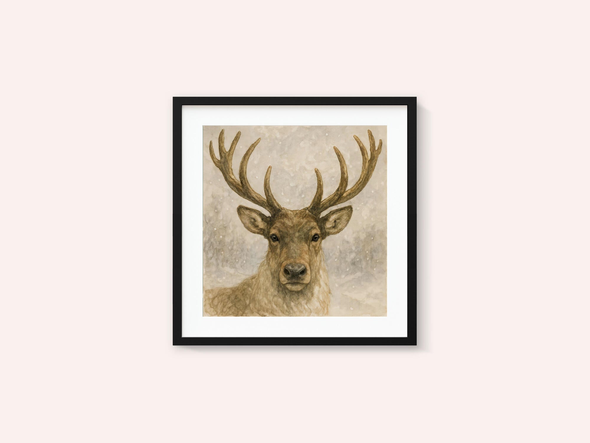 Deer In Snowy Winter Forest
