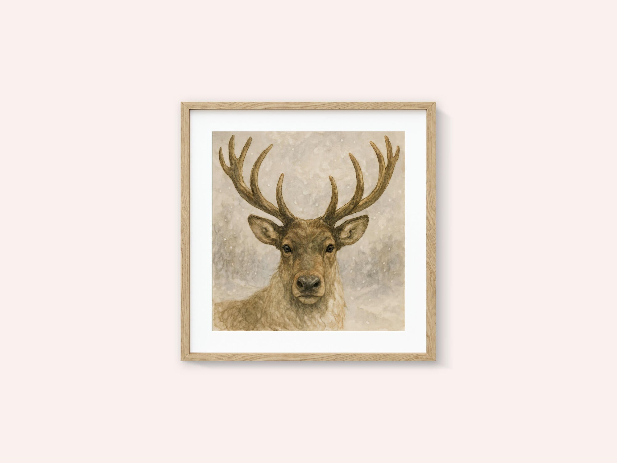 Deer In Snowy Winter Forest
