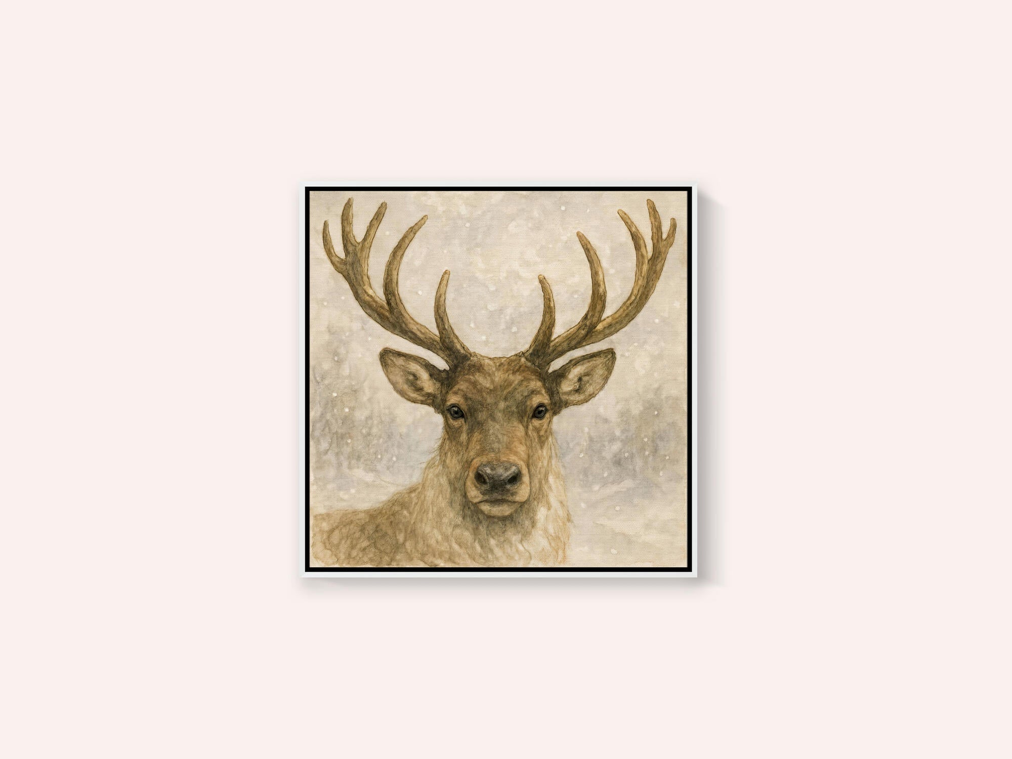 Deer In Snowy Winter Forest