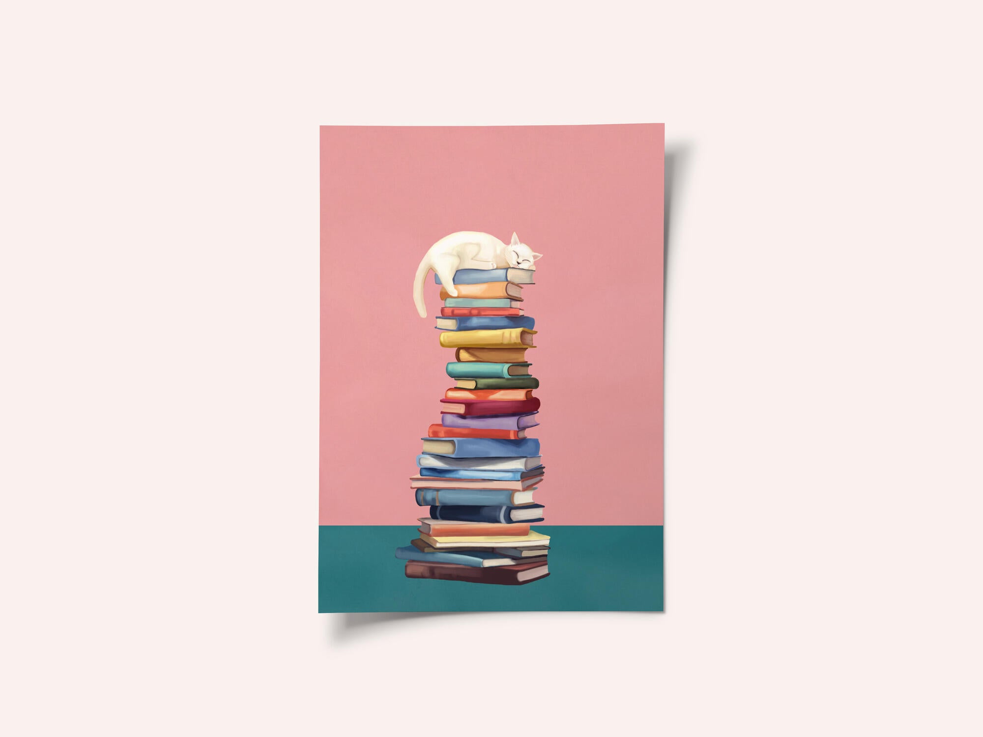 Cozy Cat on Colorful Books