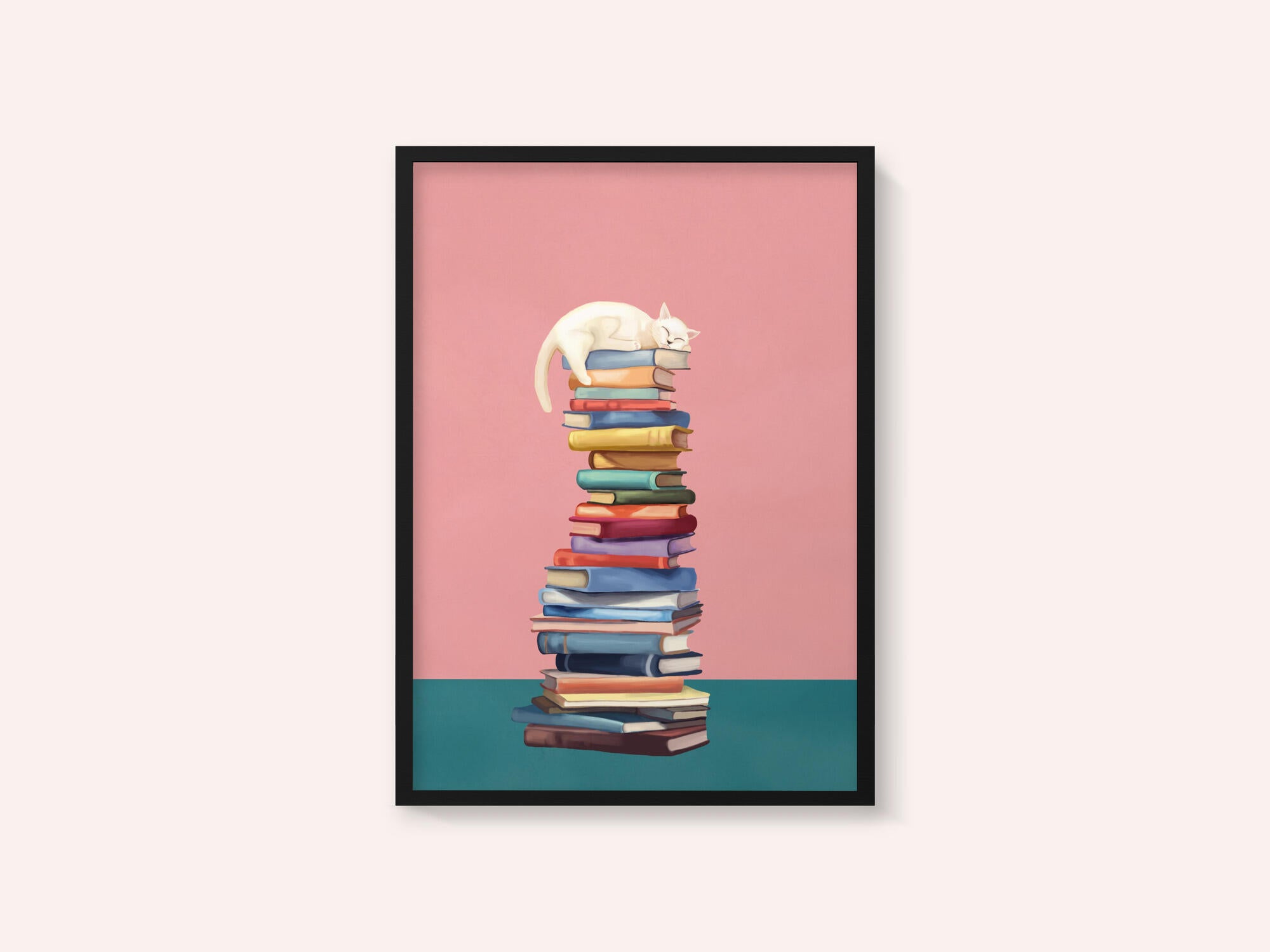 Cozy Cat on Colorful Books