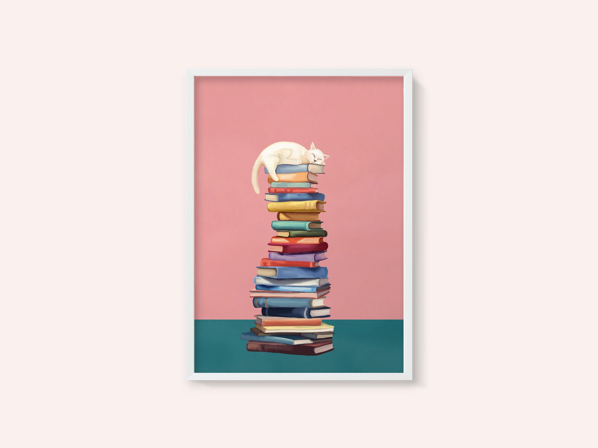 Cozy Cat on Colorful Books