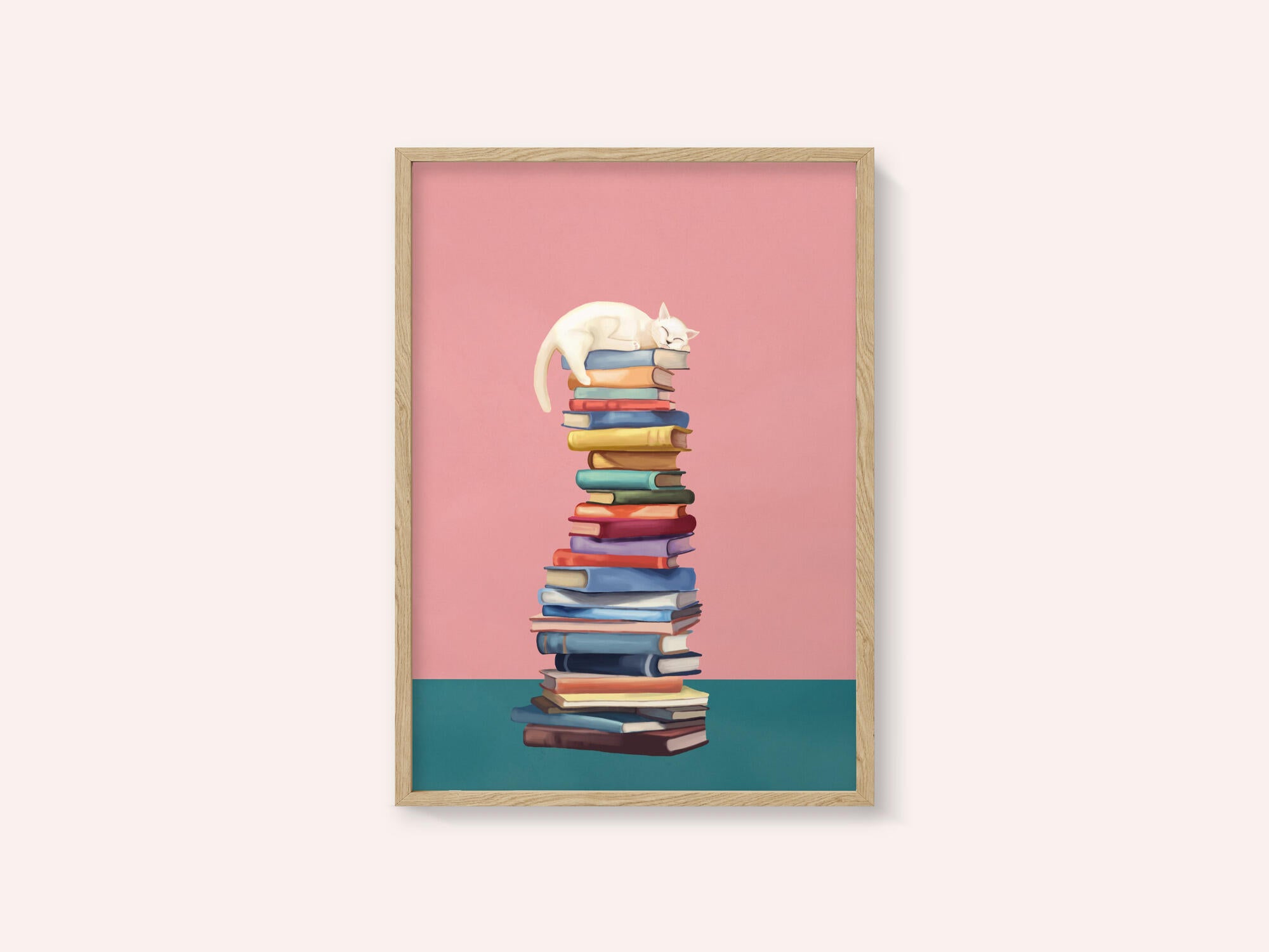 Cozy Cat on Colorful Books