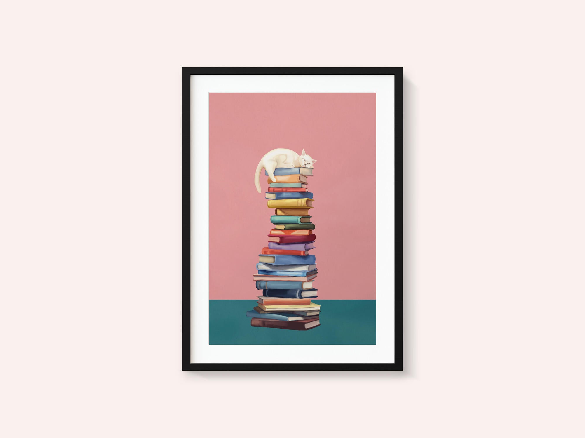 Cozy Cat on Colorful Books