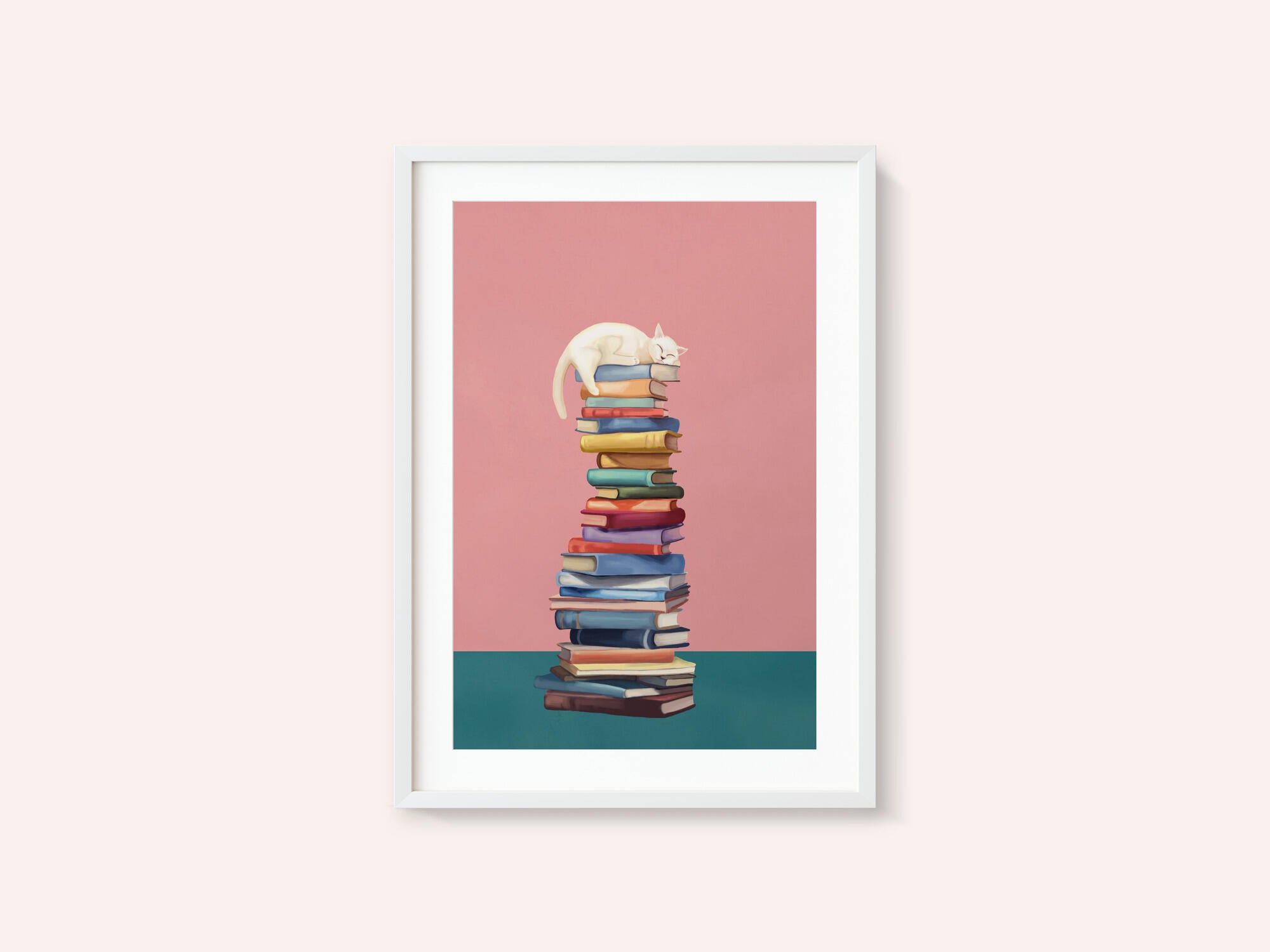 Cozy Cat on Colorful Books