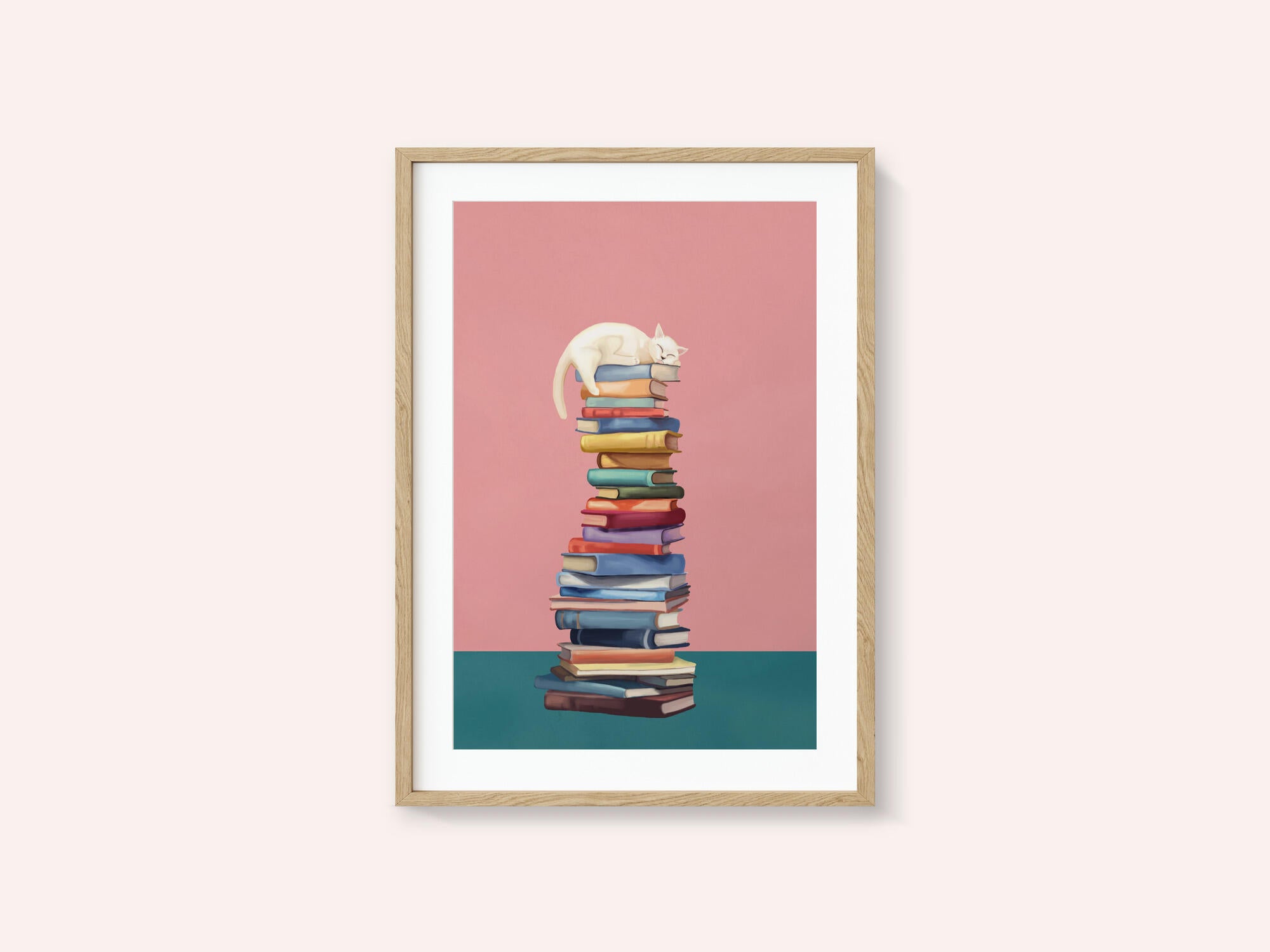 Cozy Cat on Colorful Books