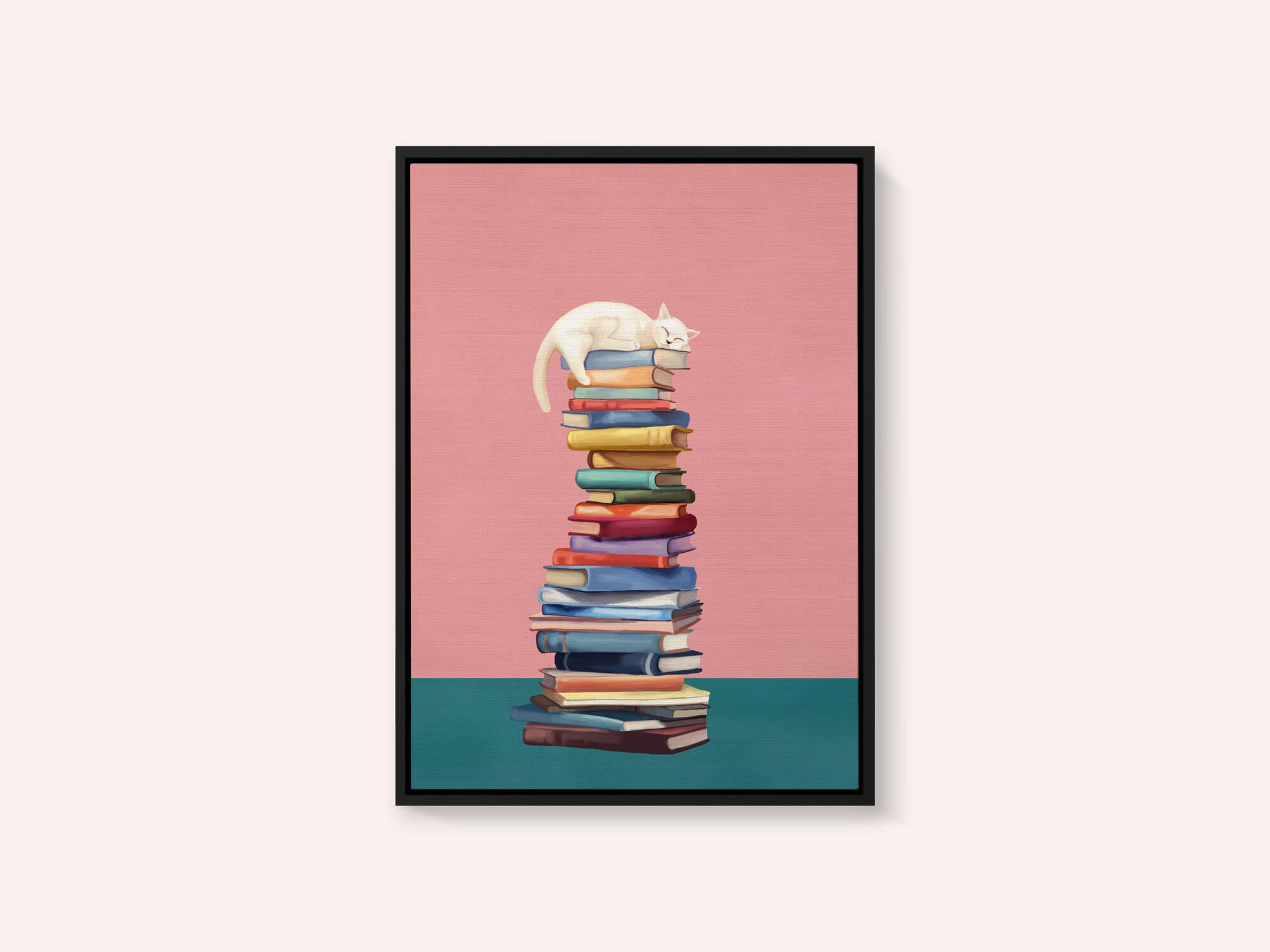 Cozy Cat on Colorful Books