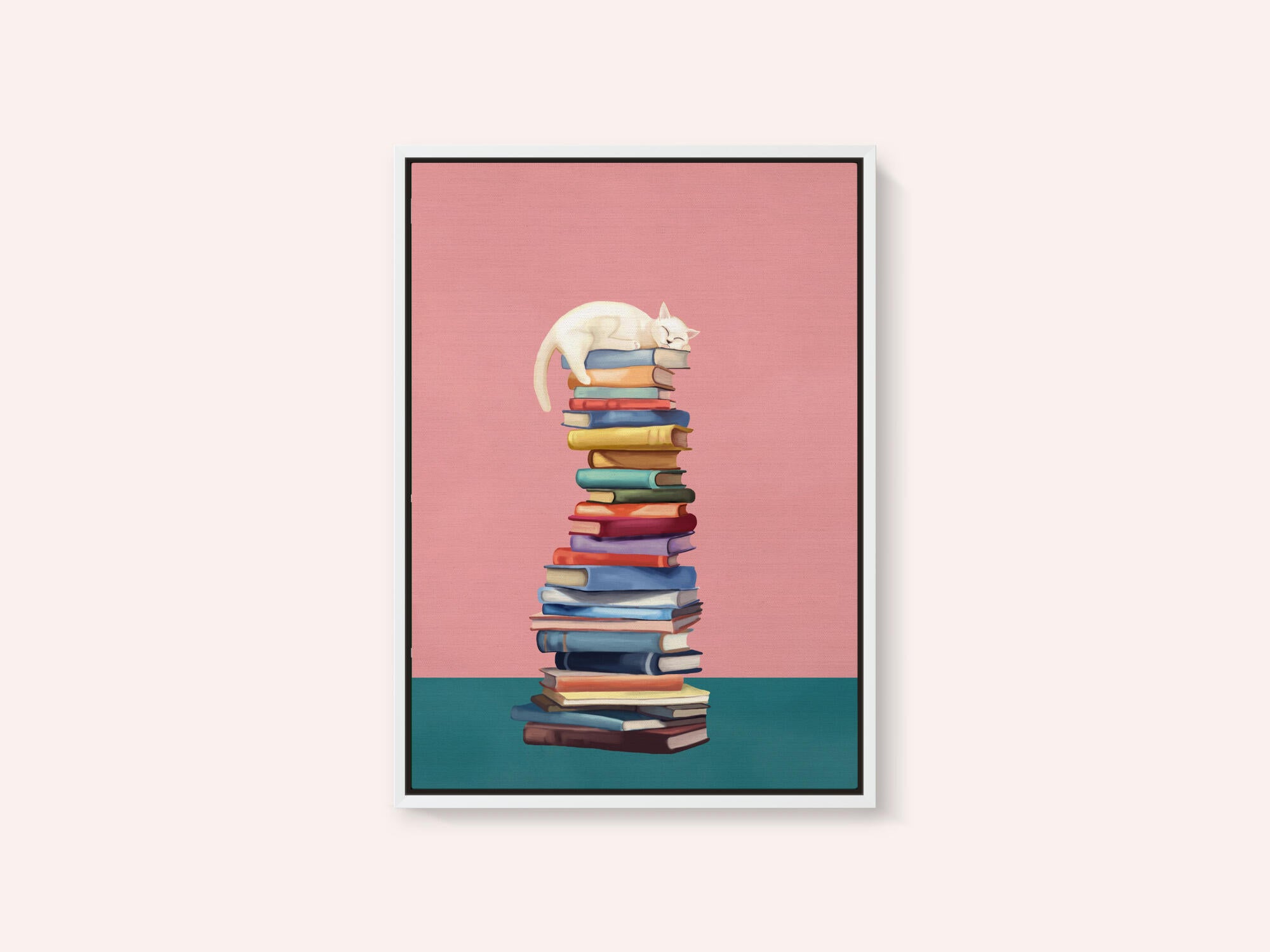 Cozy Cat on Colorful Books