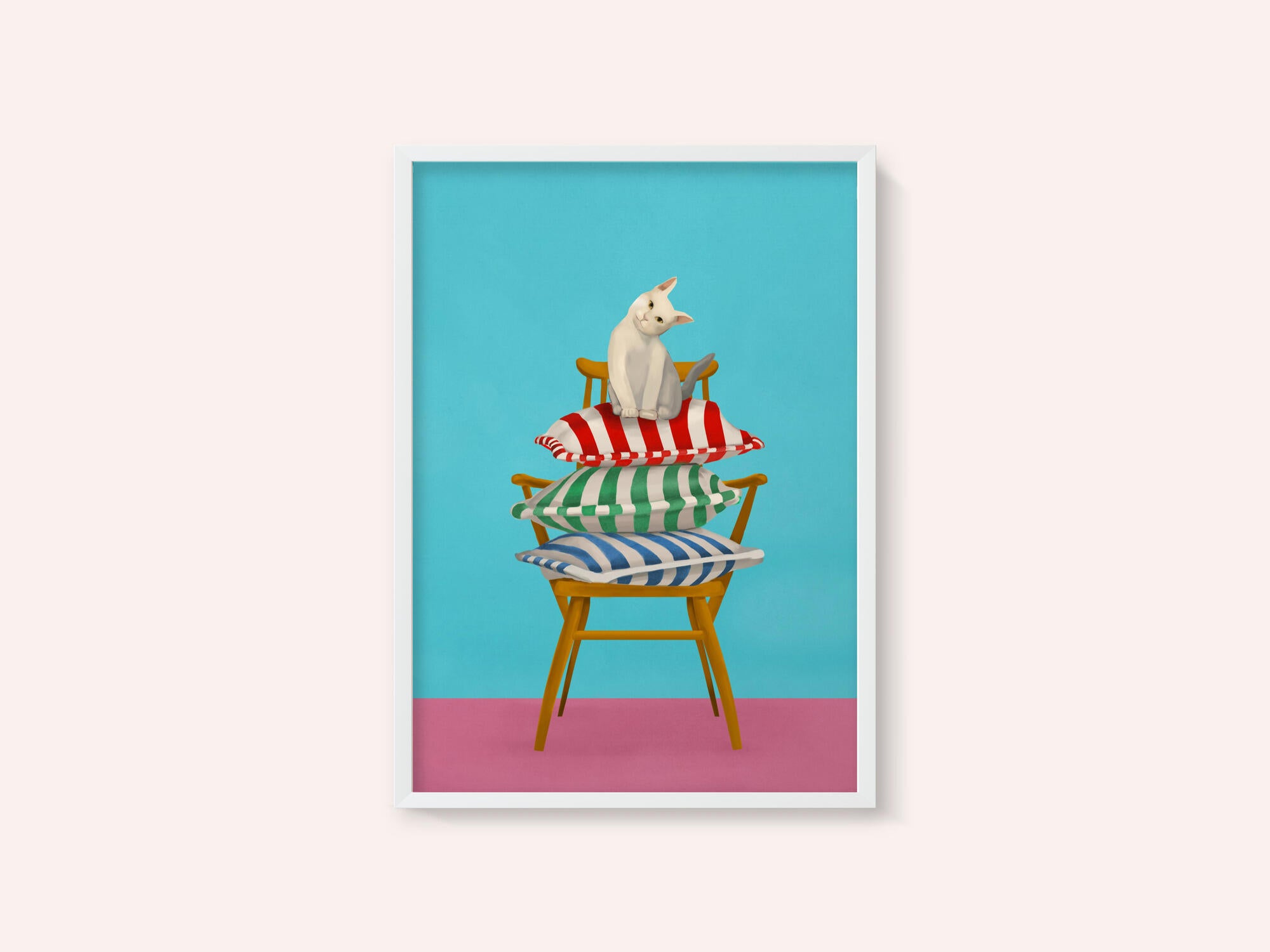 Curious Cat On Pillows