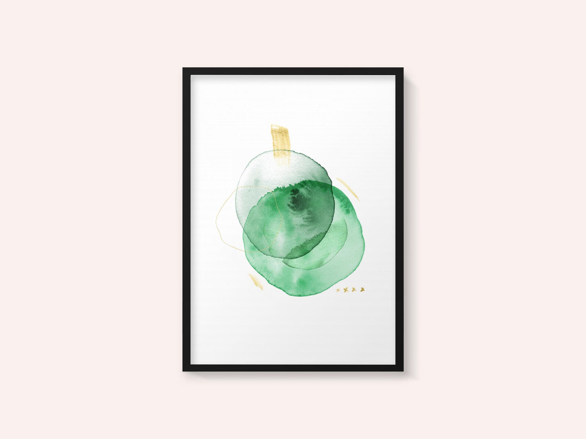 Watercolor Green Gold Abstract