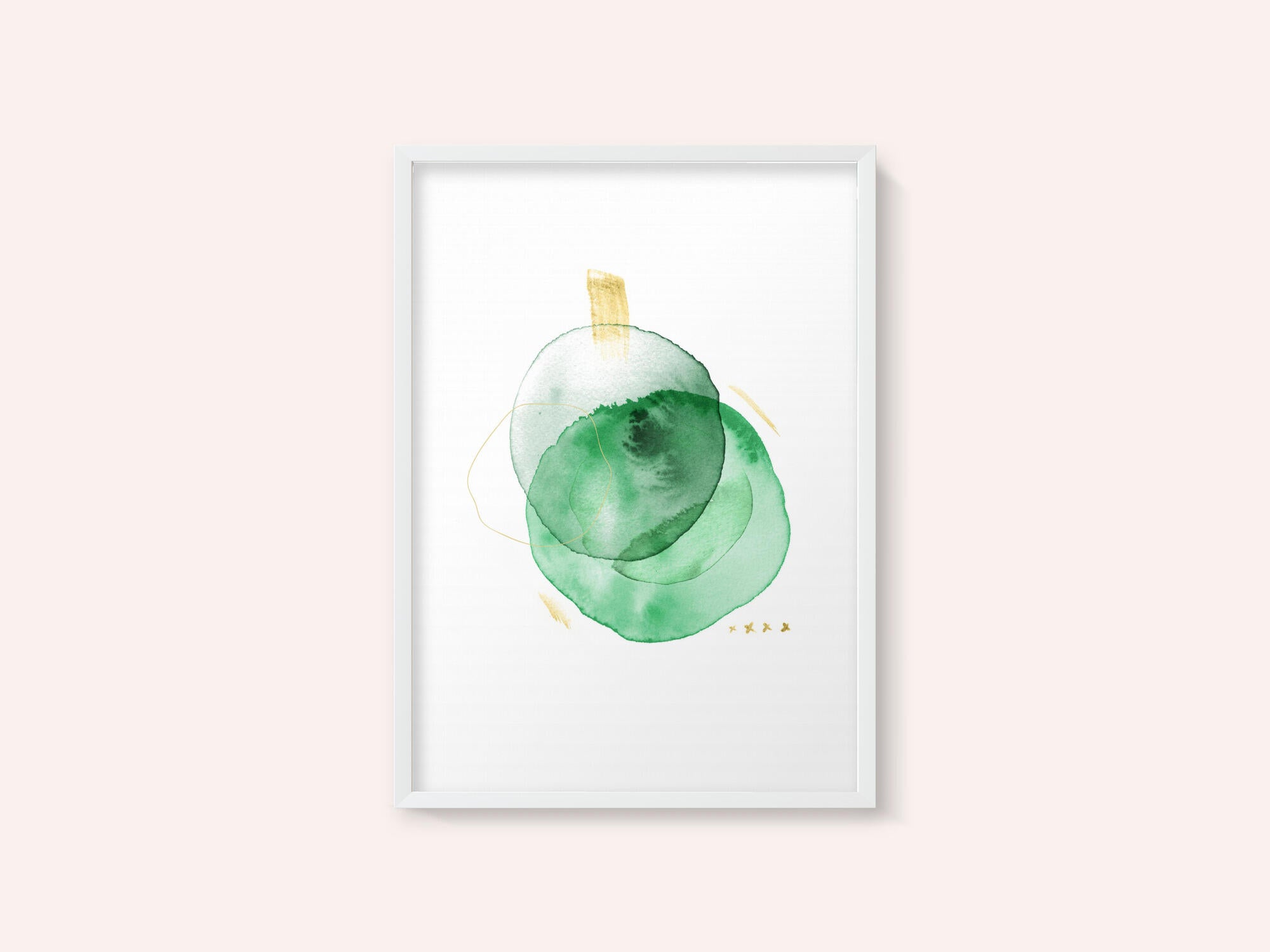 Watercolor Green Gold Abstract