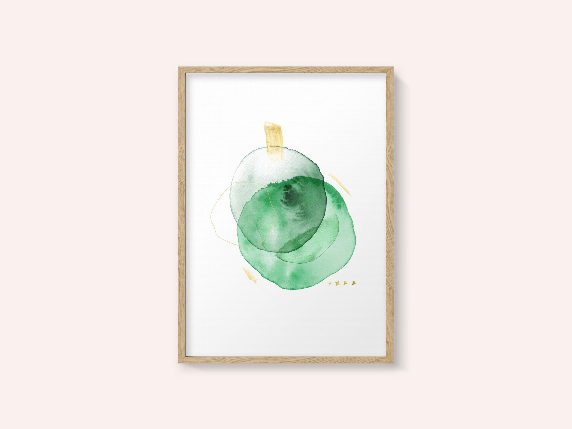 Watercolor Green Gold Abstract