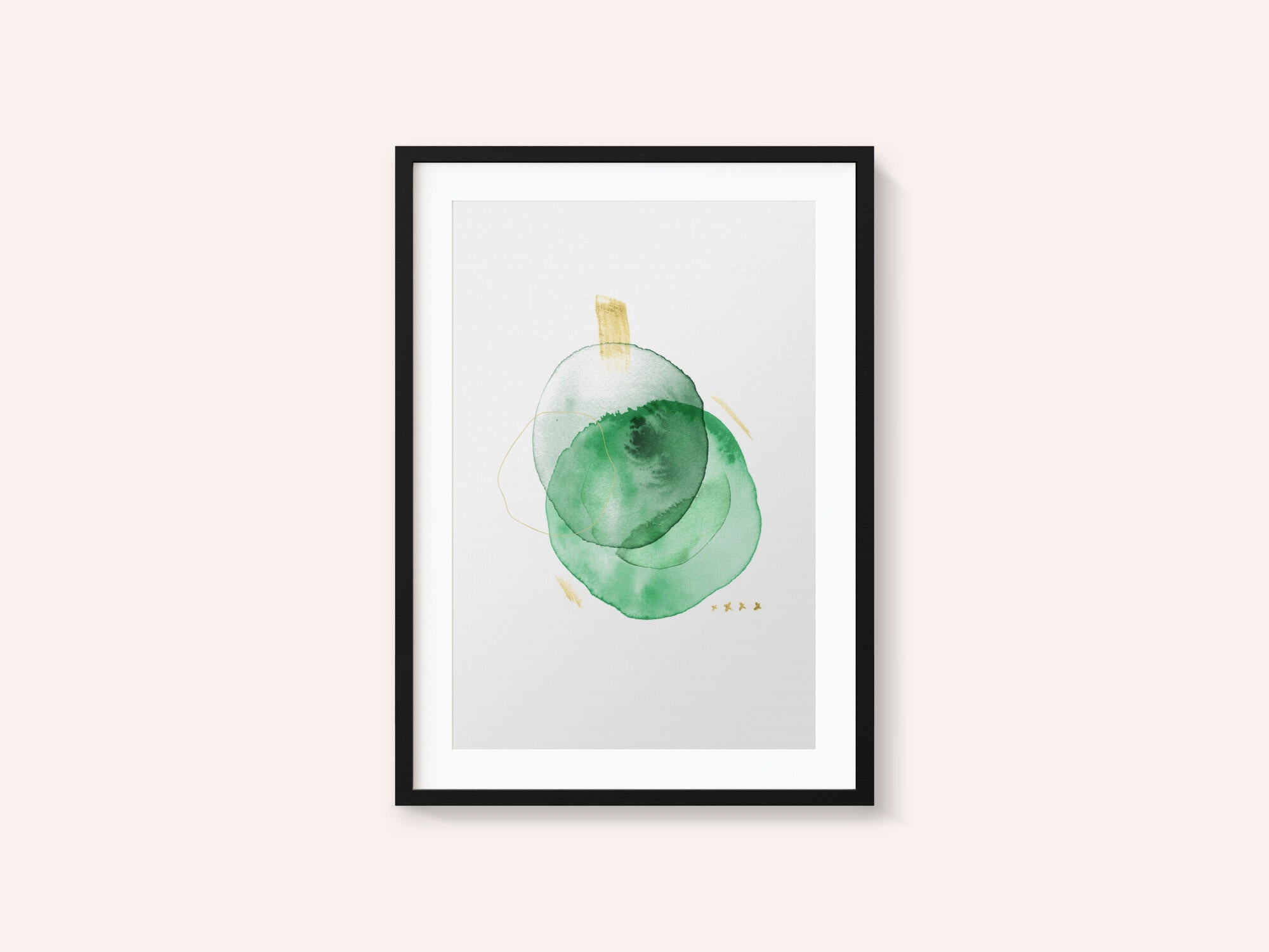 Watercolor Green Gold Abstract