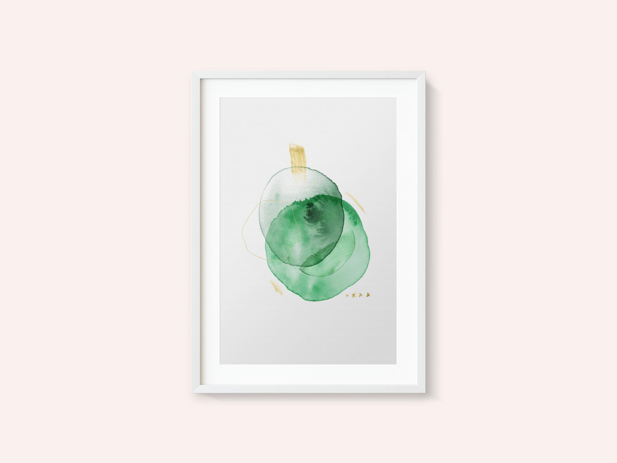 Watercolor Green Gold Abstract