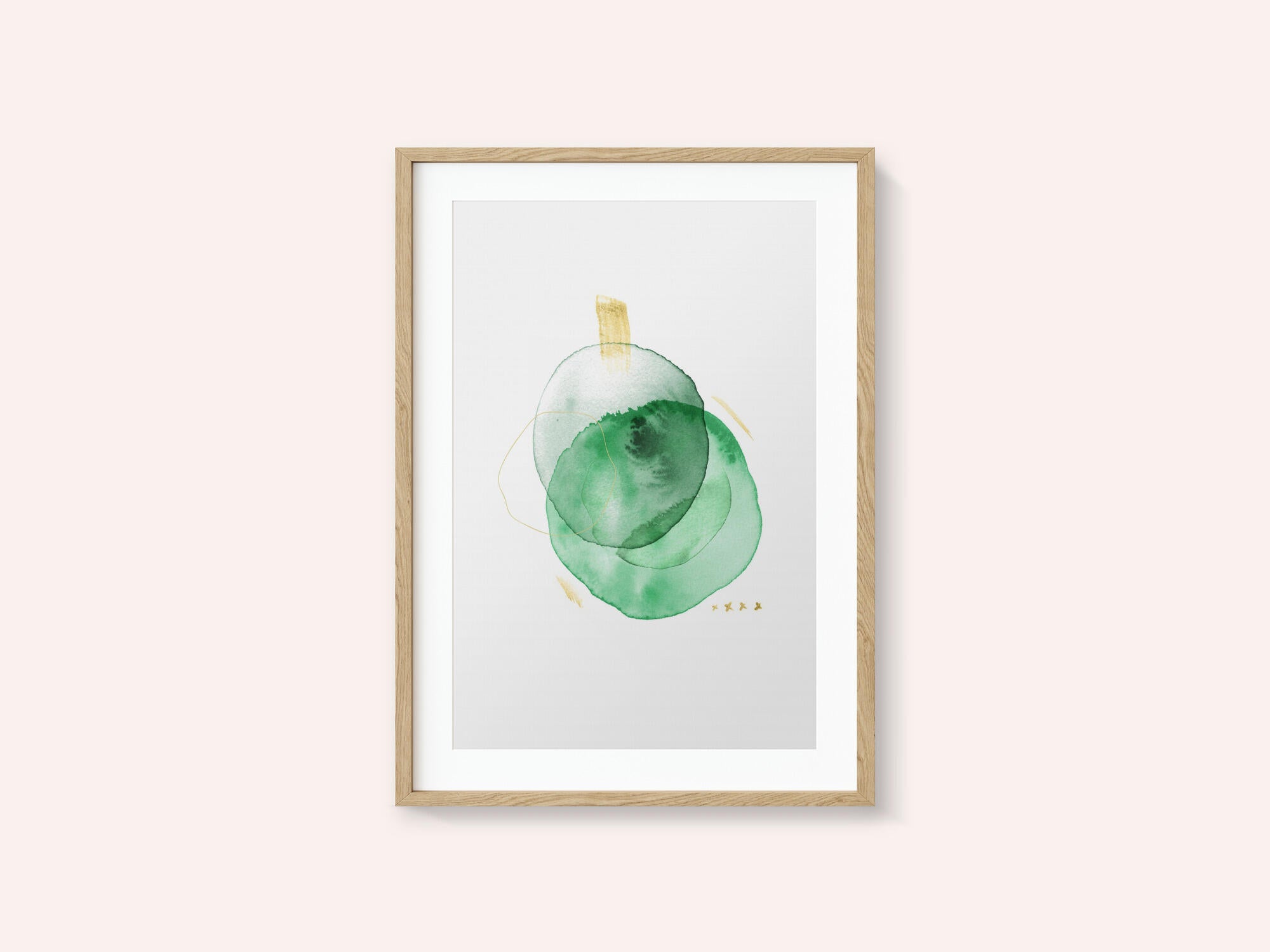 Watercolor Green Gold Abstract
