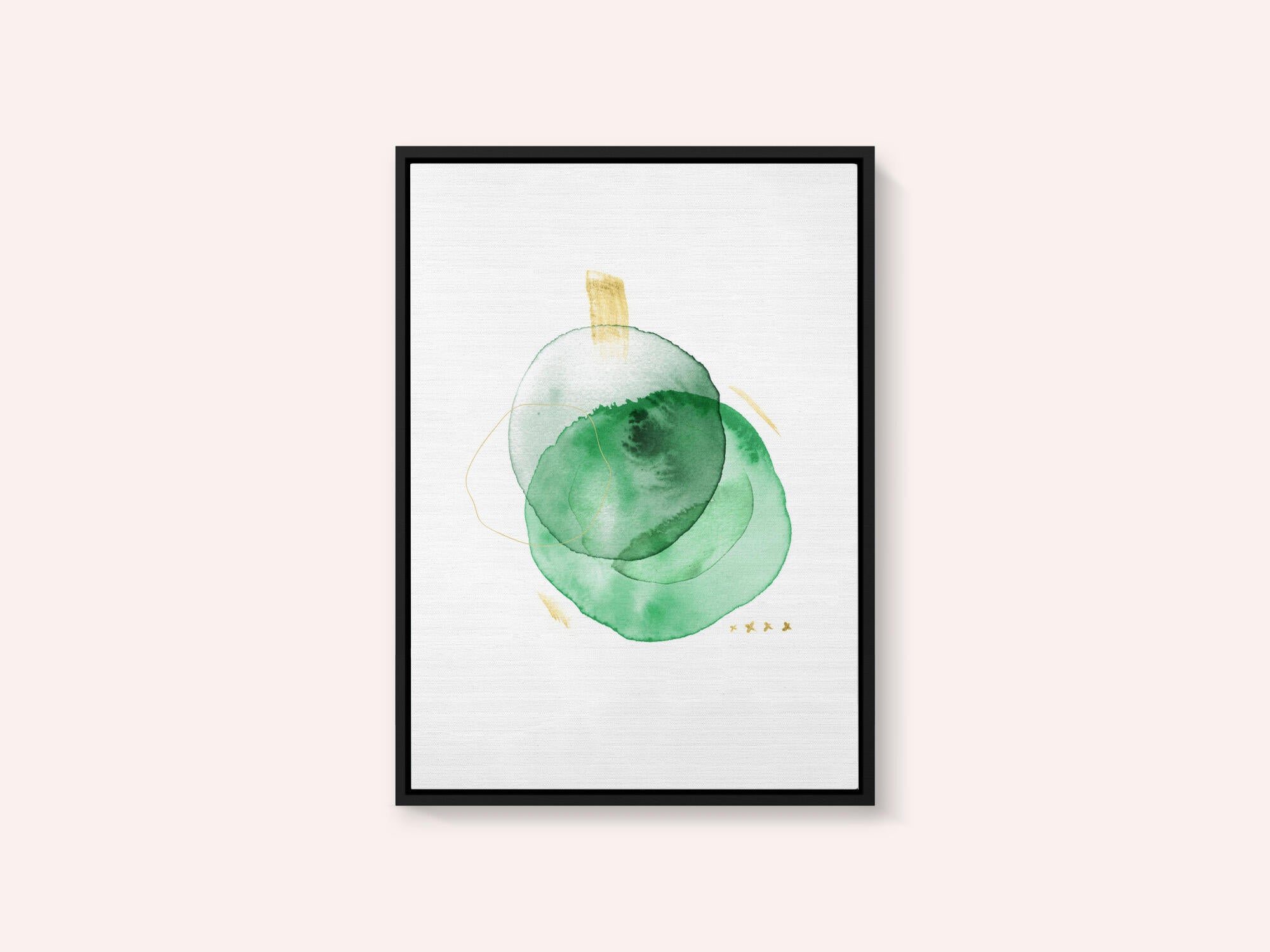 Watercolor Green Gold Abstract