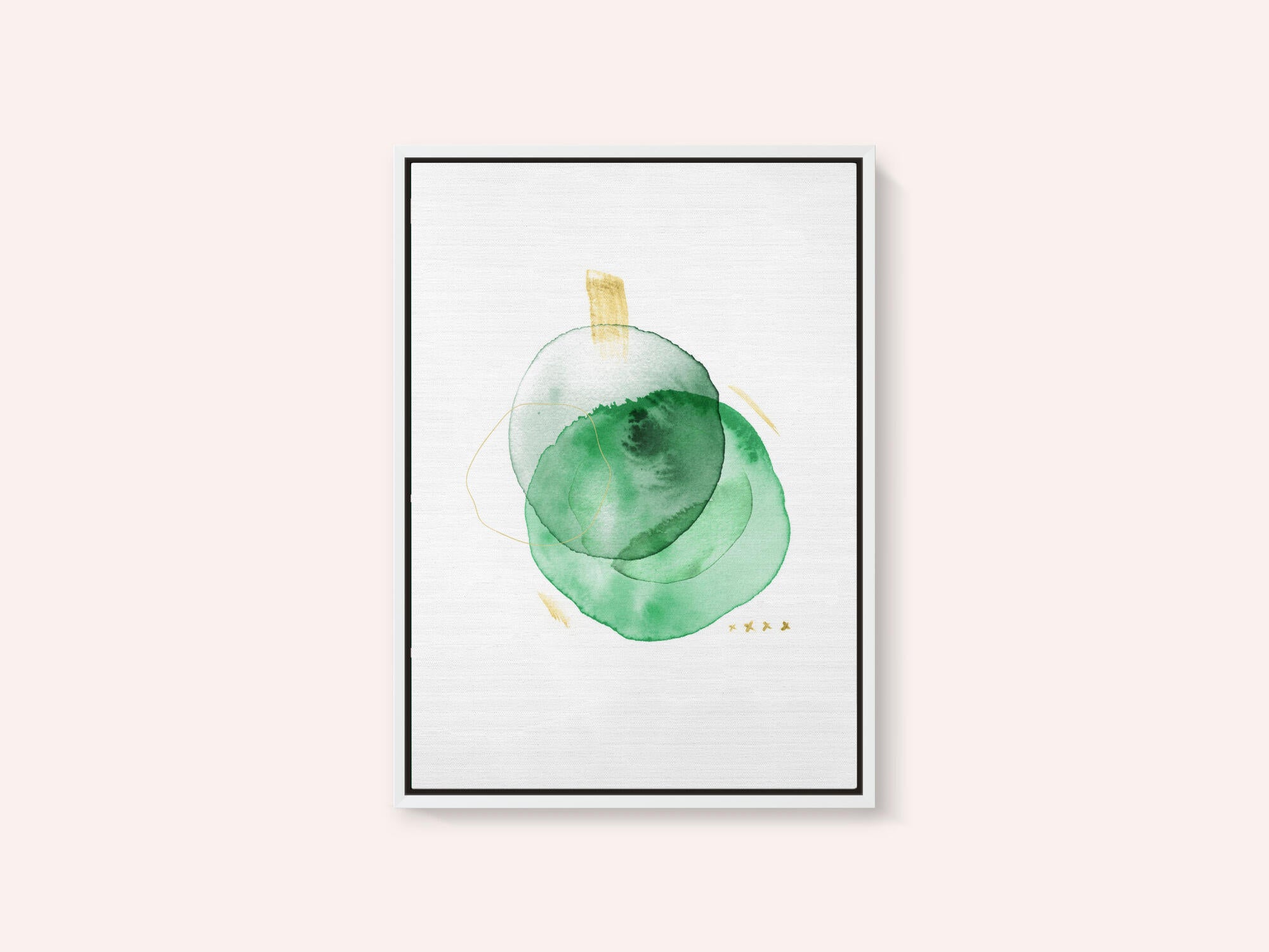 Watercolor Green Gold Abstract