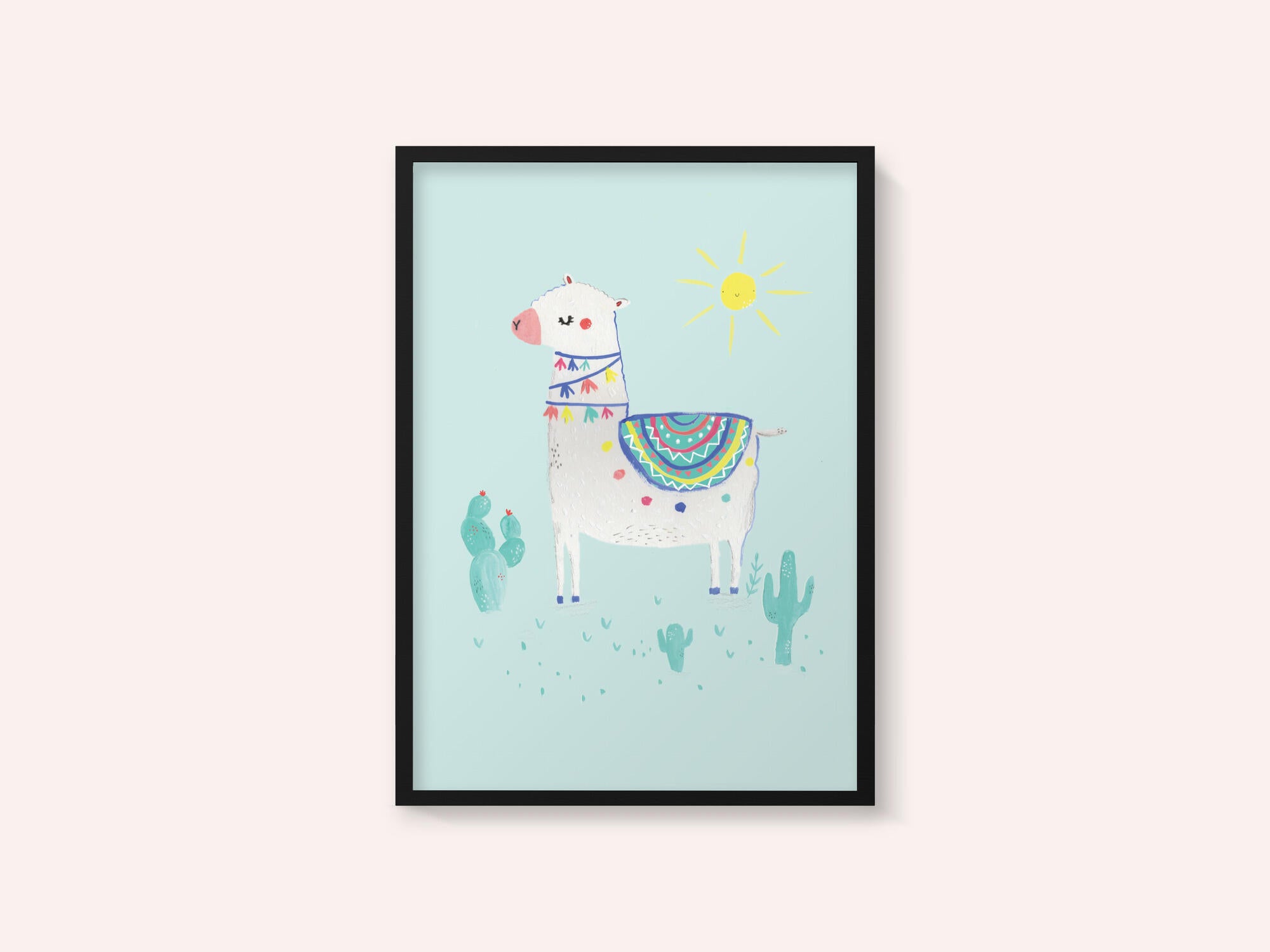 Cheerful Llama Desert Scene