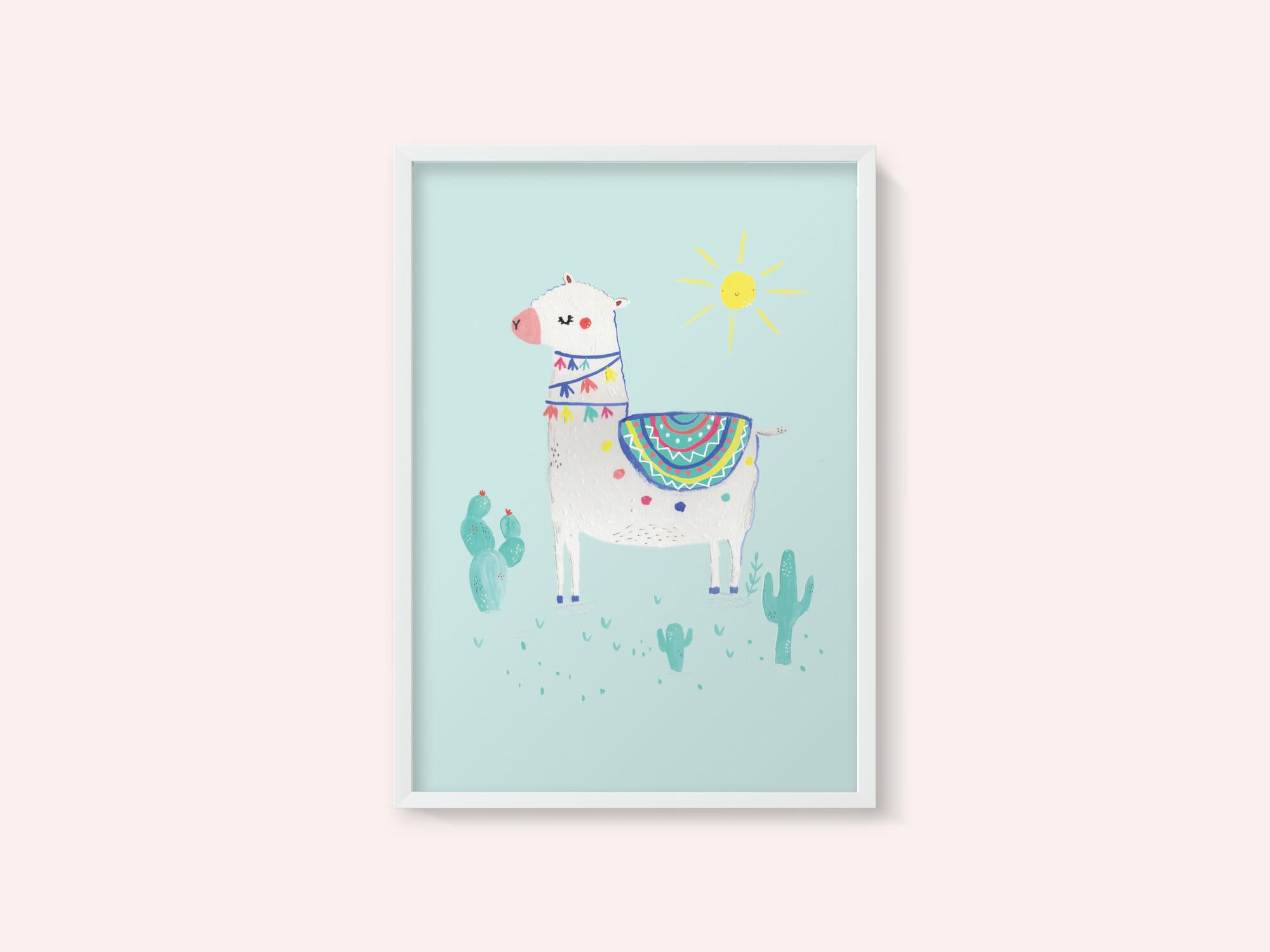 Cheerful Llama Desert Scene