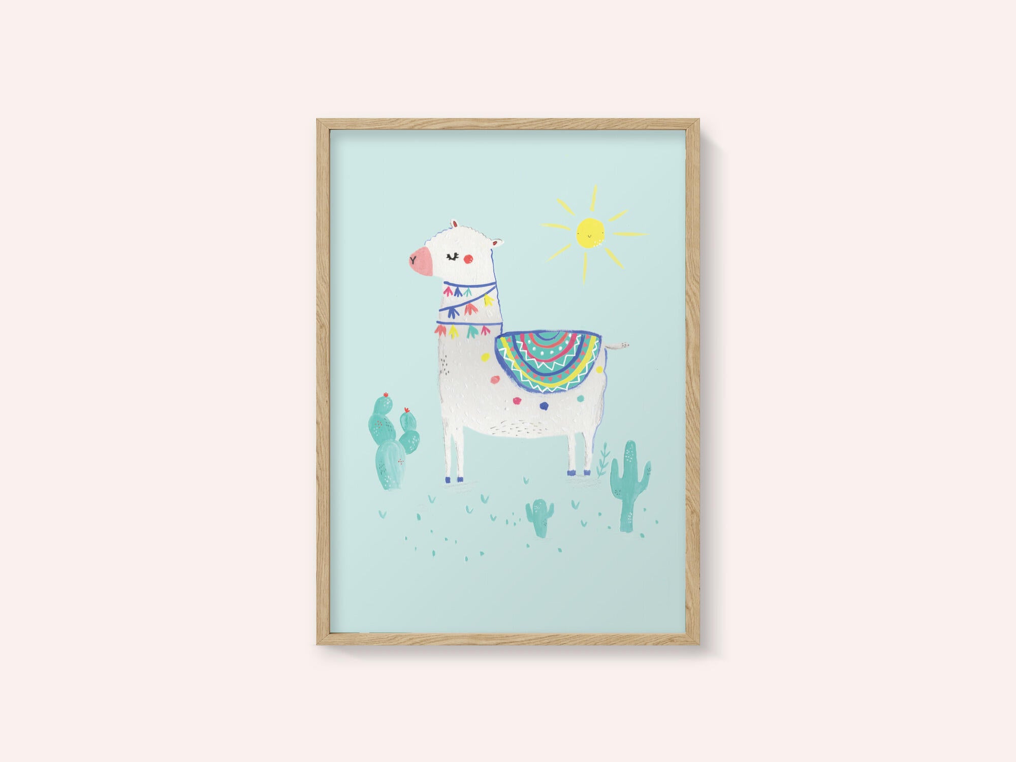 Cheerful Llama Desert Scene