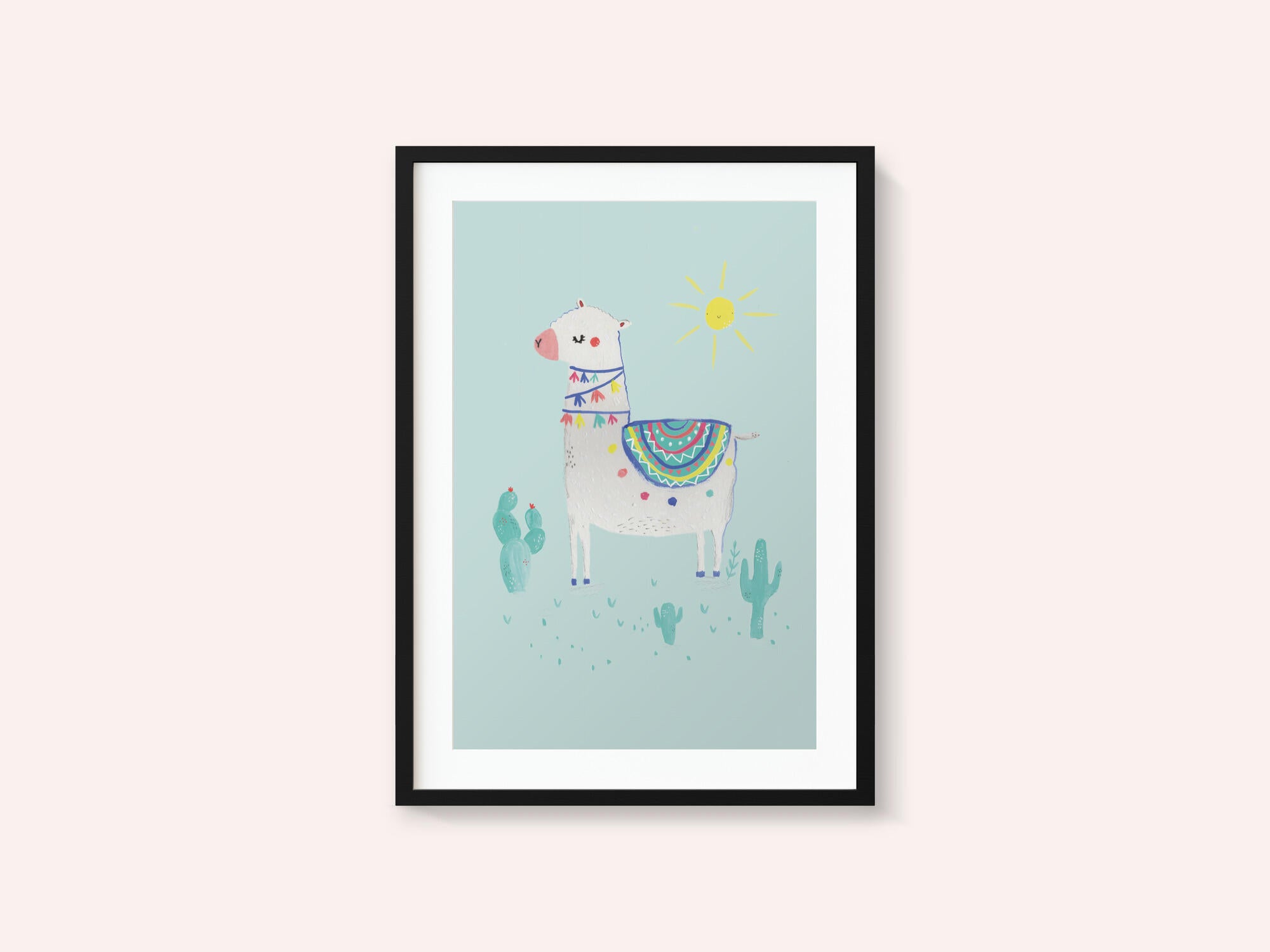 Cheerful Llama Desert Scene