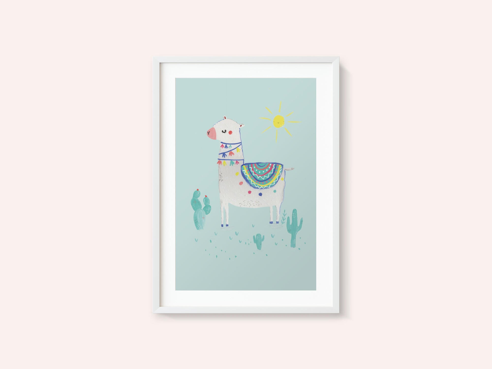 Cheerful Llama Desert Scene