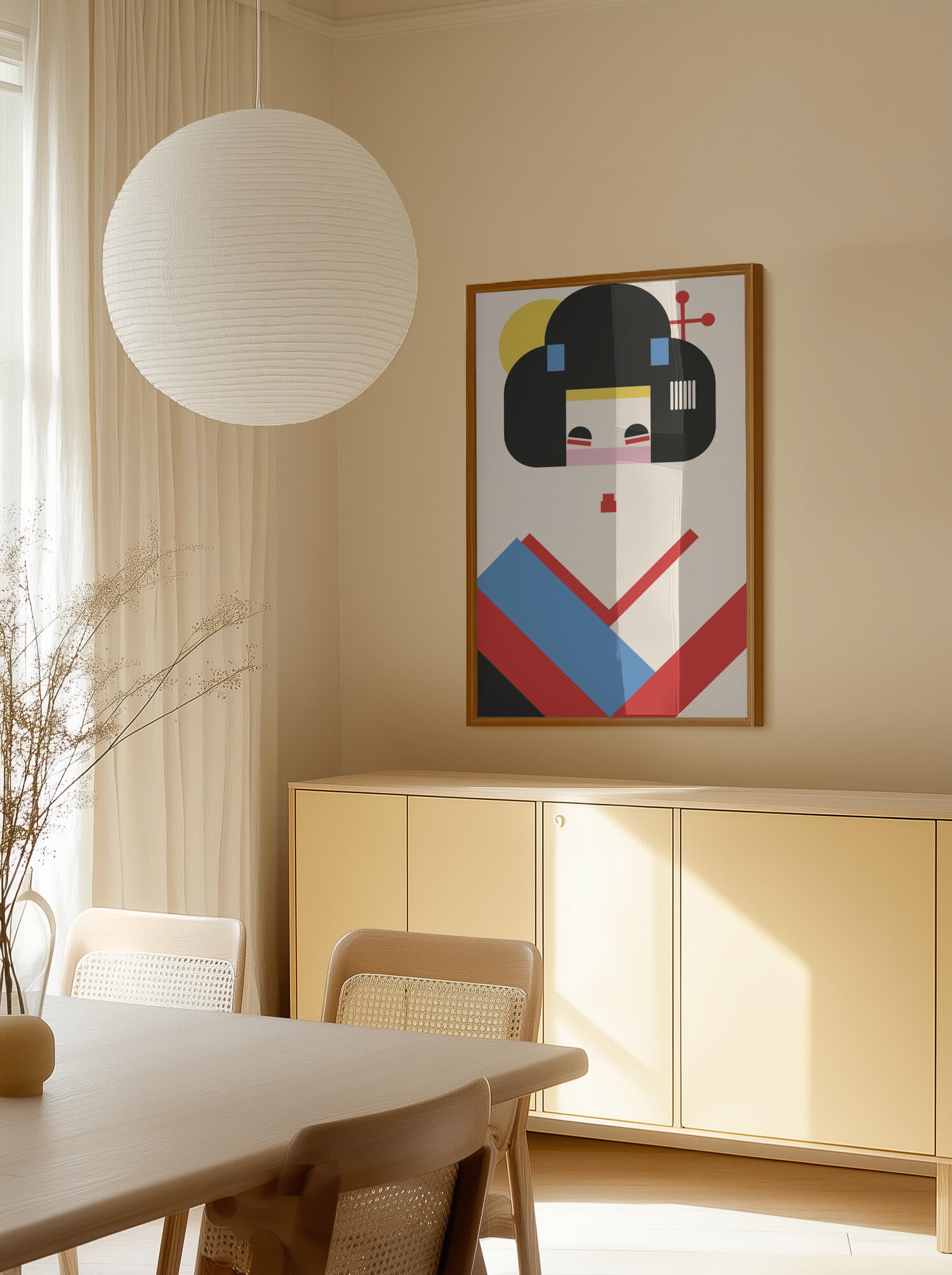 Geisha Girl Geometric Illustration