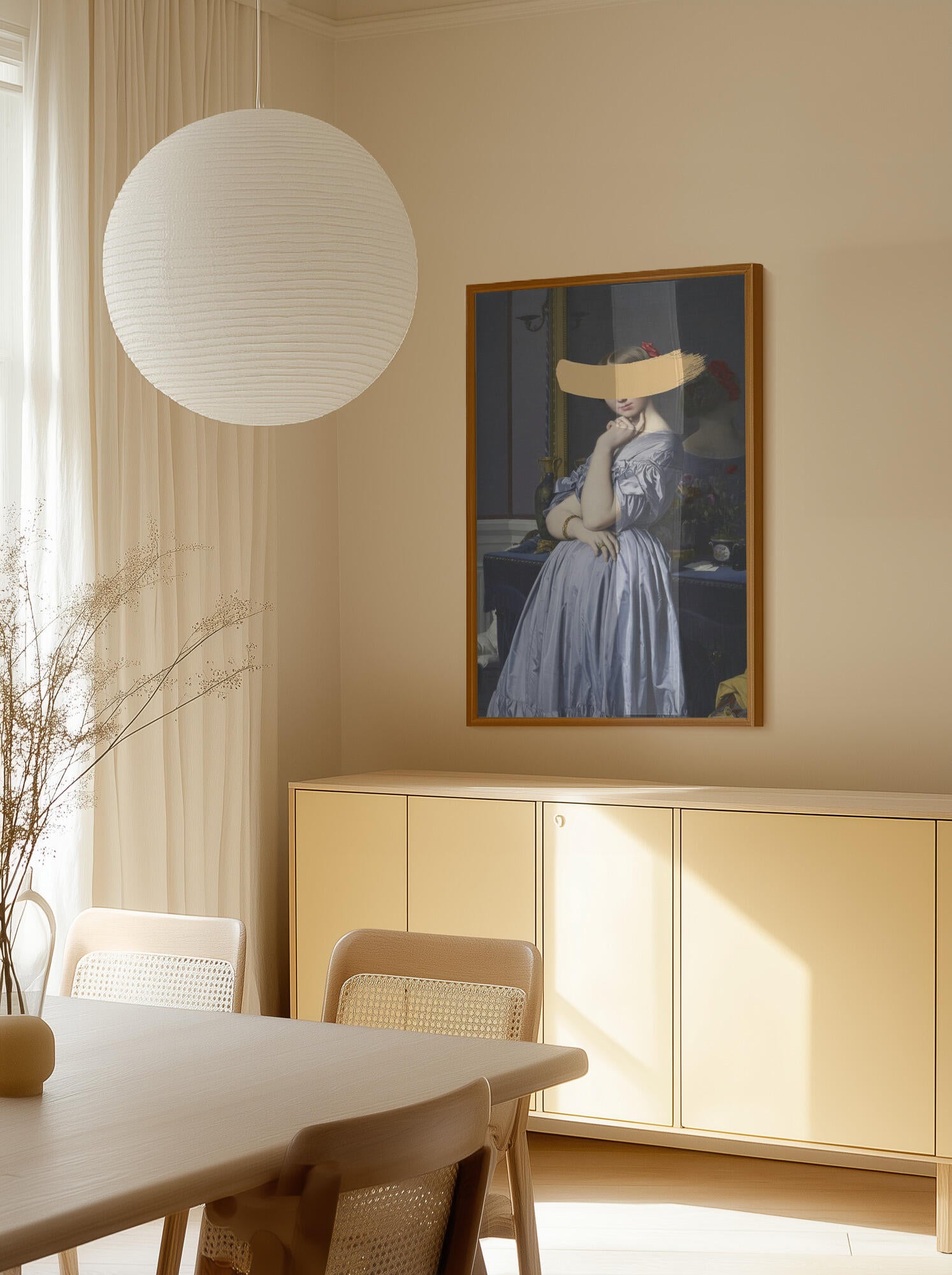 Classic Oil Painting and Yellow Splash