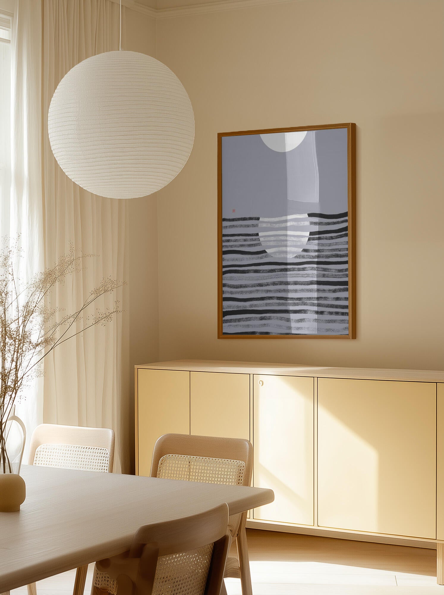 Minimalist Moon Ocean Scene