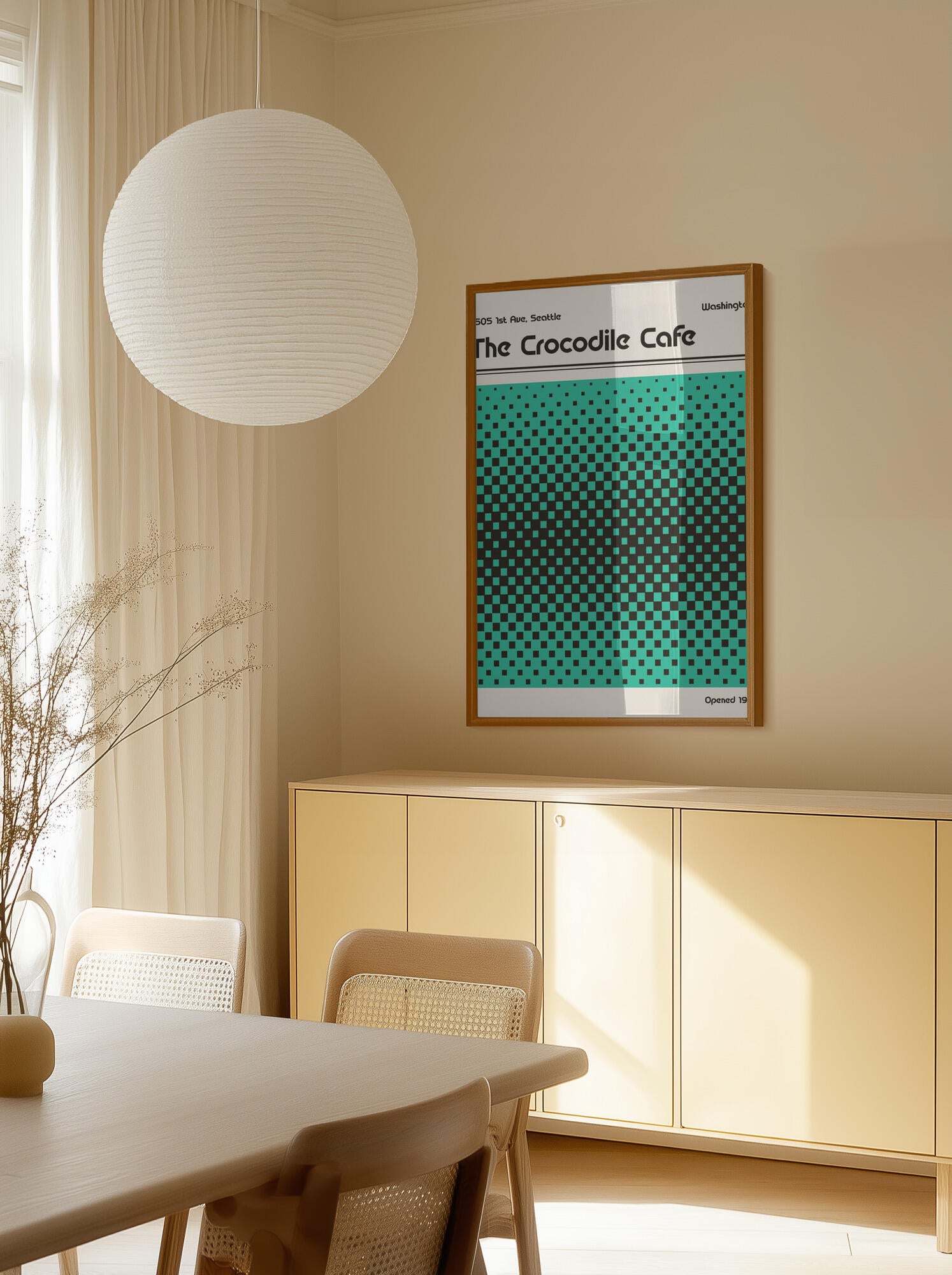 Crocodile Cafe Retro Poster