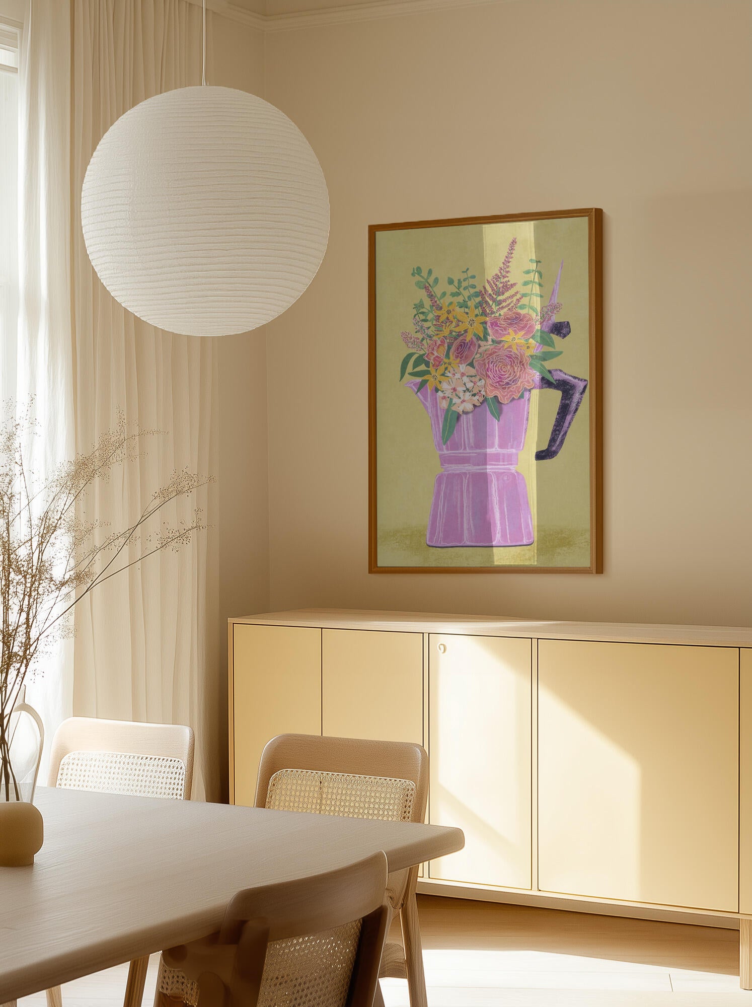 Espresso Maker with Flowers