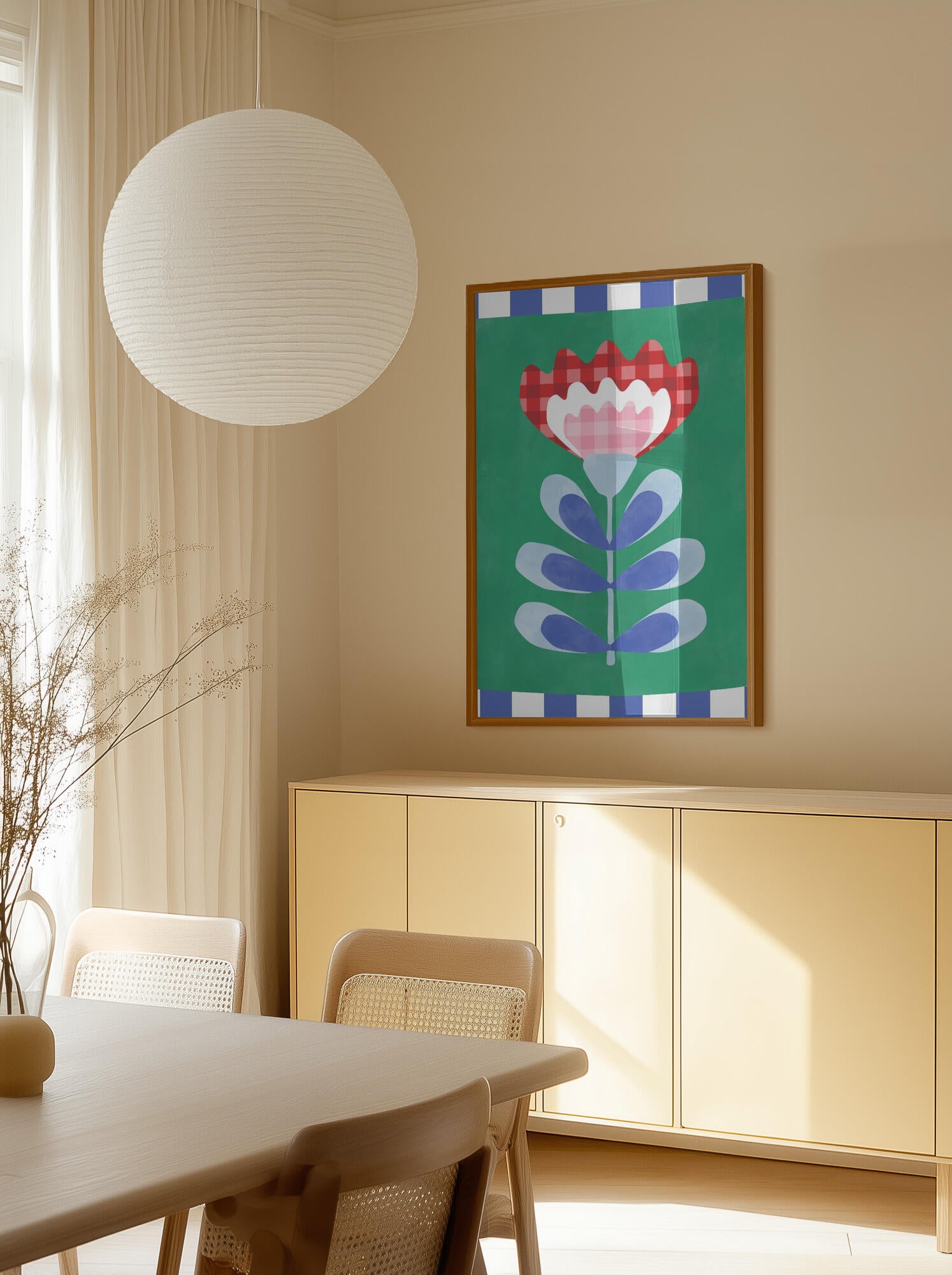Floral Design with Bold Geometric Shapes